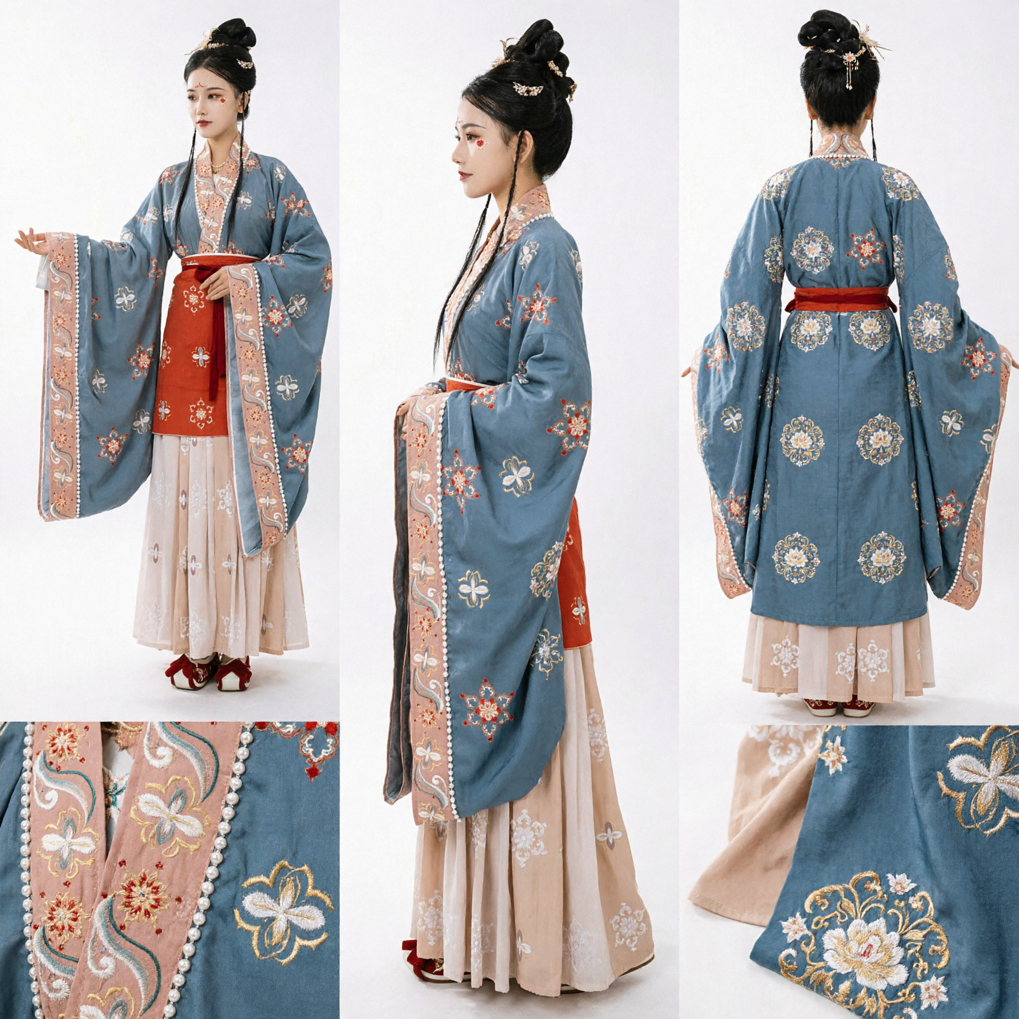 Elegant Ancient Chinese Hanfu Dress Women's Traditional Embroidered Robe Costume for Historical Cosplay and Stage Performance