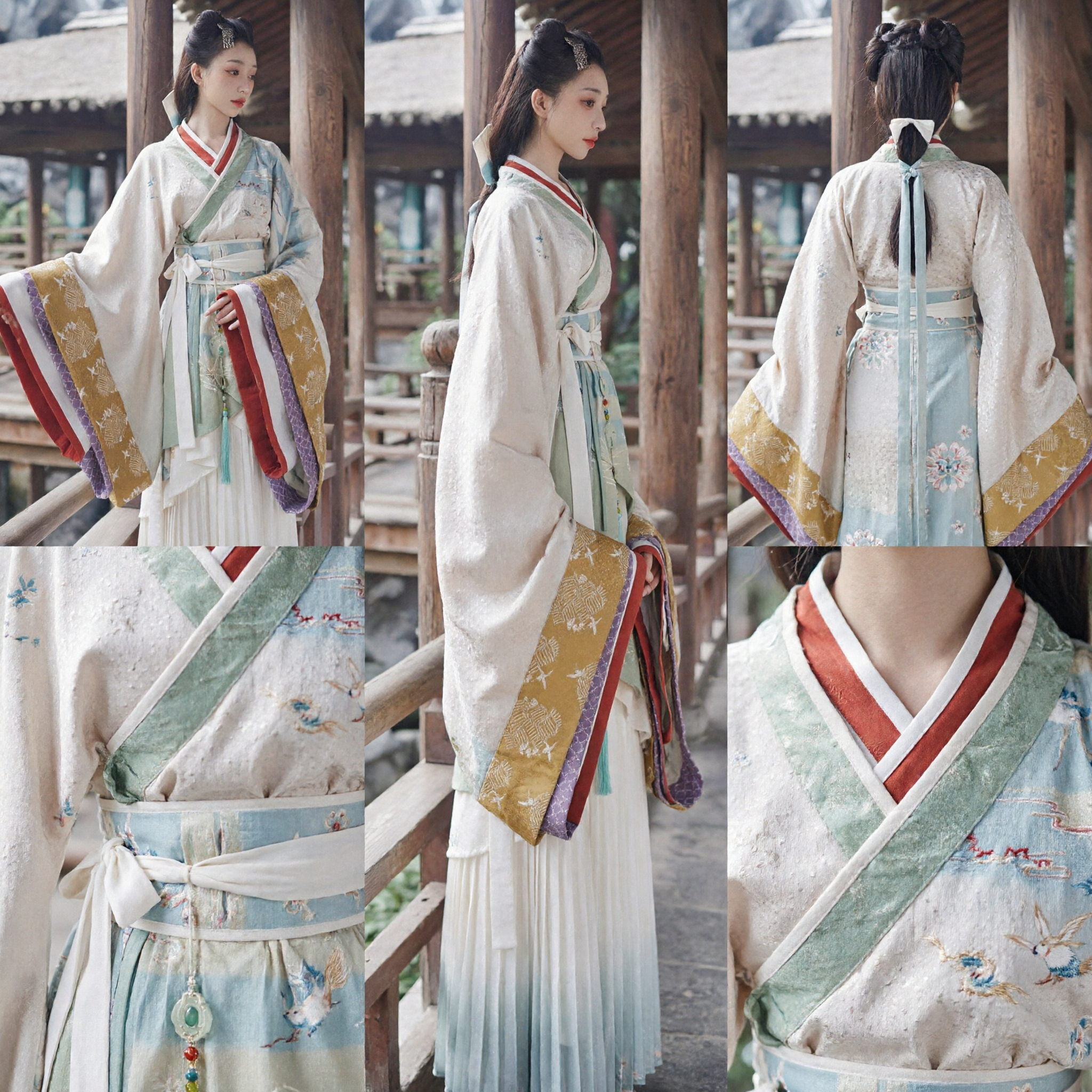 Elegant Traditional Chinese Hanfu Costume for Women Ancient Cross-Collar Robe Wide Sleeve Dress for Performance