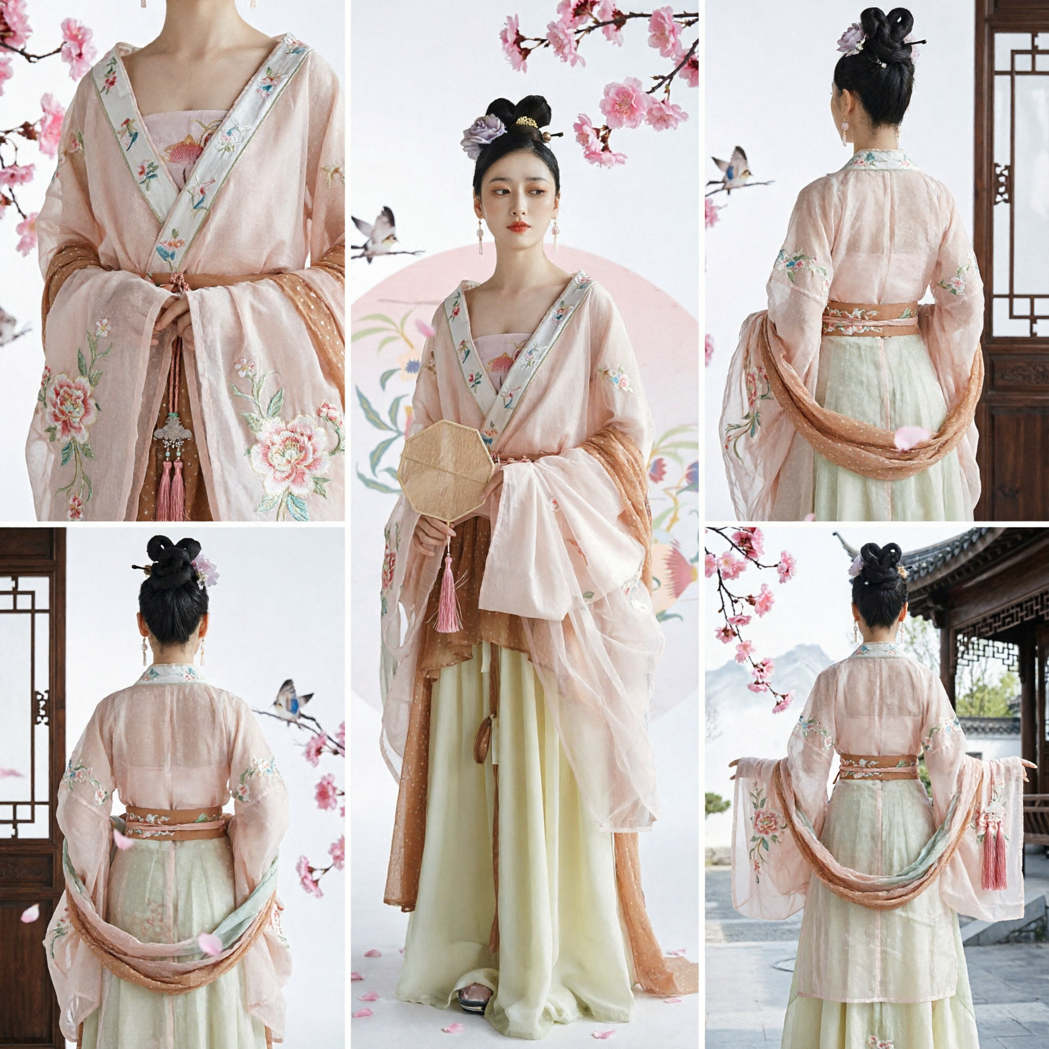 Chinese Traditional Hanfu Tang Dynasty Palace Lady Costume Ancient Fairy Dress with Embroidery for Women