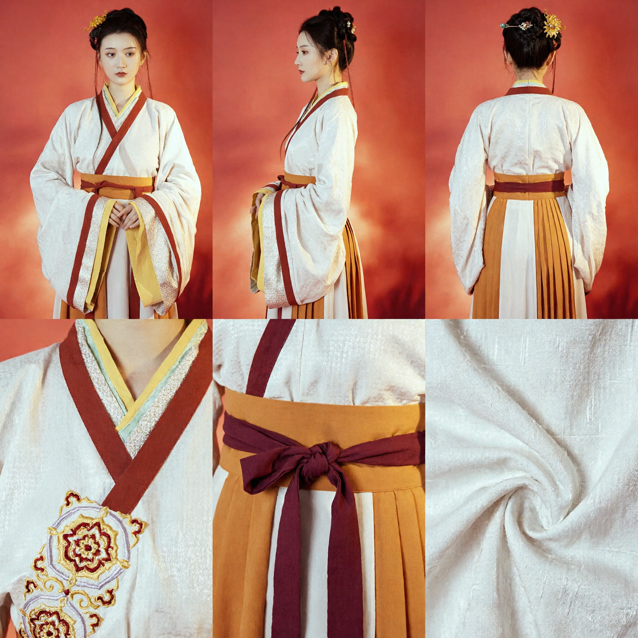 Traditional Chinese Hanfu Clothing Ancient Han Dynasty Princess Costume White Wide Sleeve Dress for Women