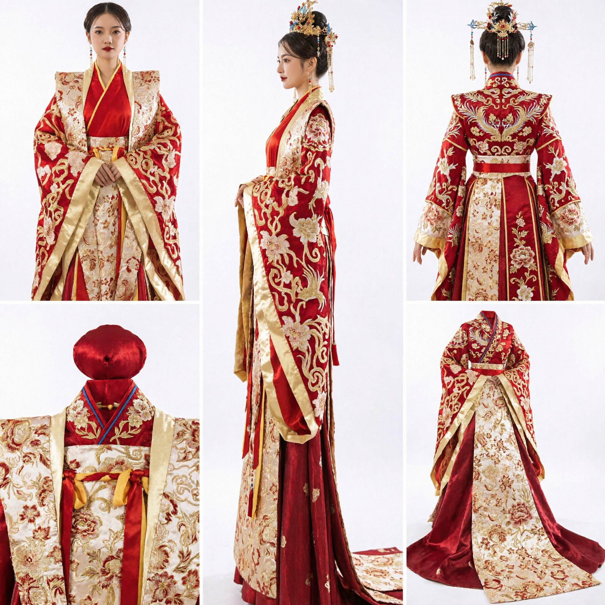 Exquisite Traditional Chinese Wedding Dress Red Hanfu Bride Costume Ancient Embroidered Gown for Women