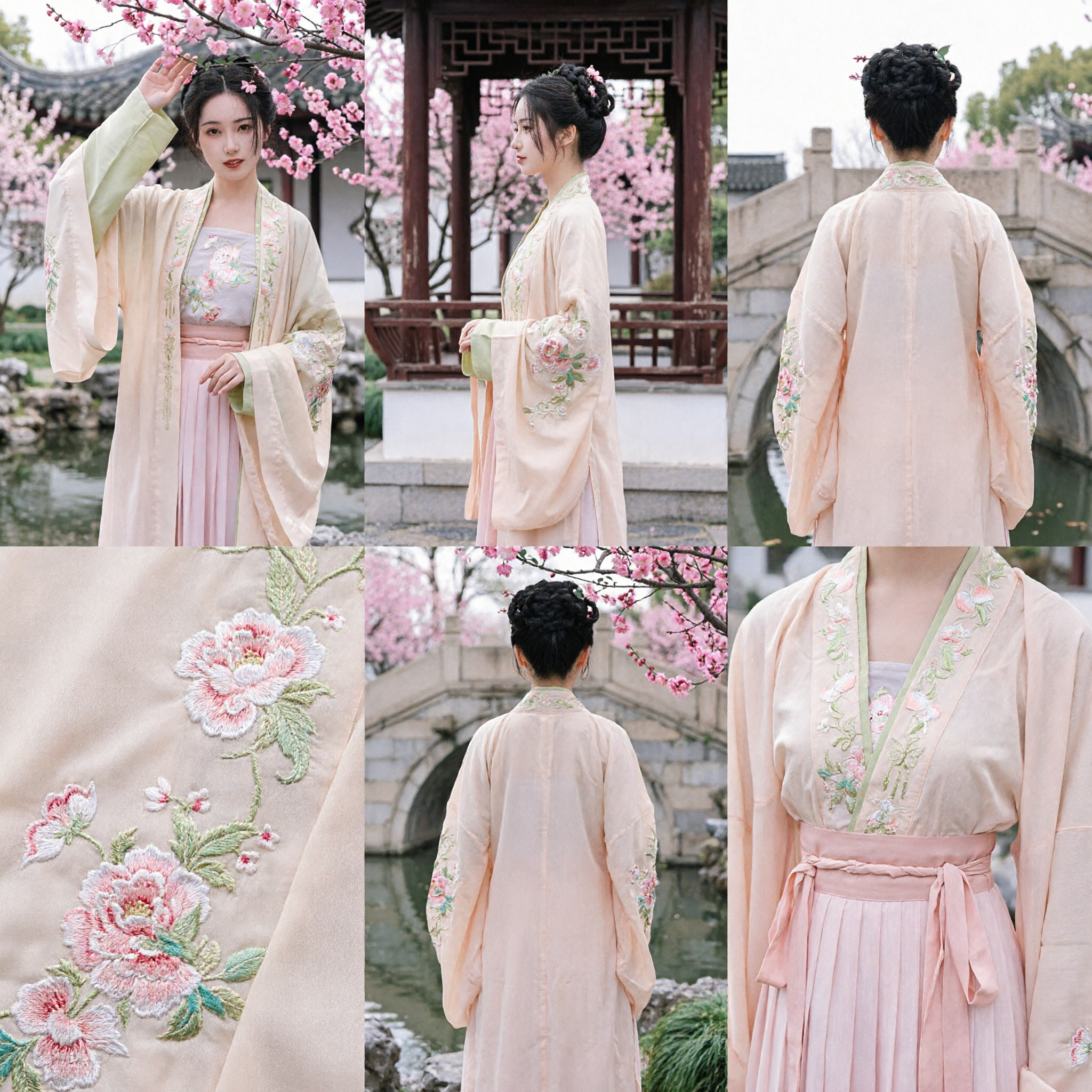 Traditional Chinese Hanfu Dress for Women Ancient Style Floral Embroidery Robe and Skirt Set for Photography and Cosplay