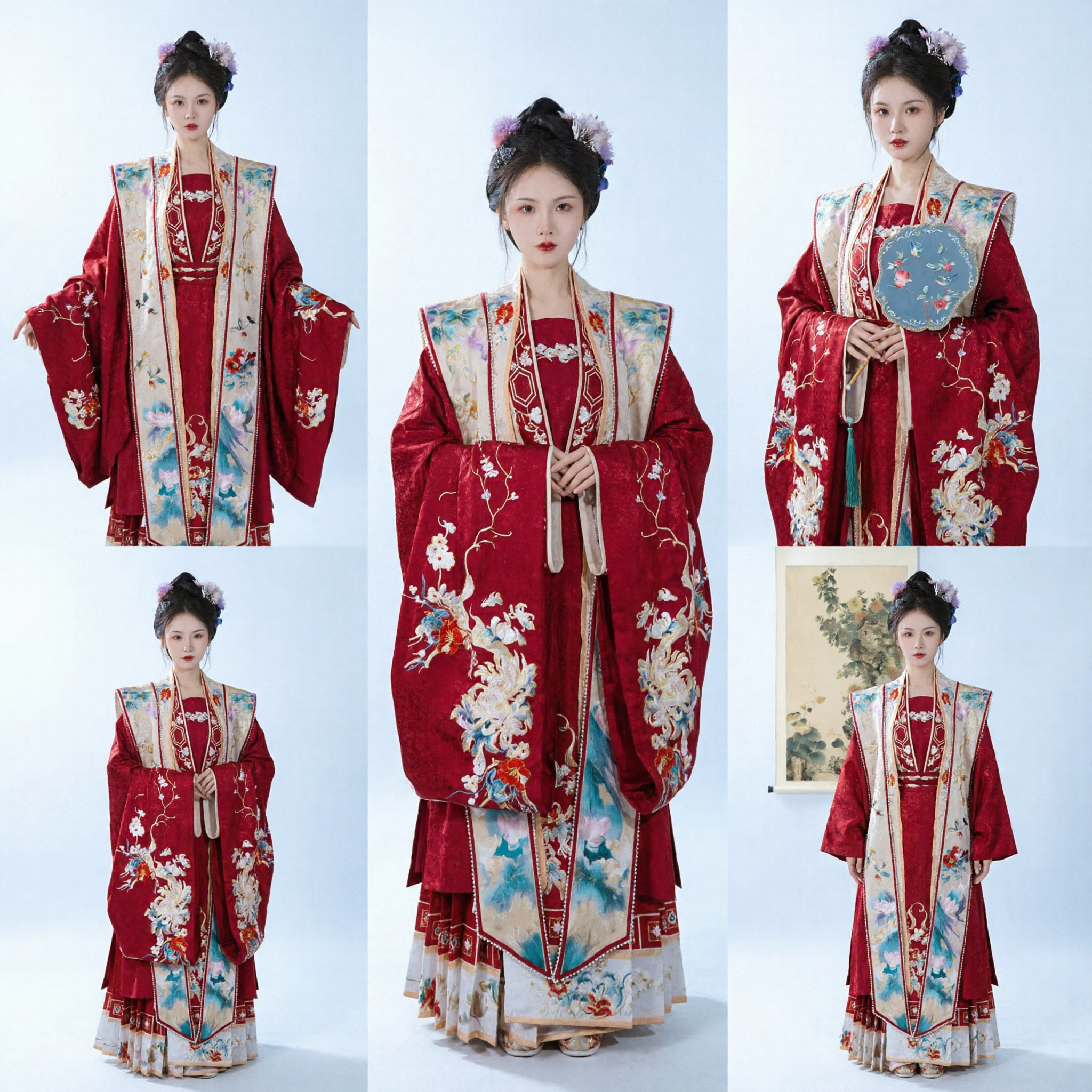 Traditional Chinese Hanfu Red Embroidered Ming Dynasty Costume Ancient Bridal Wedding Dress for Women
