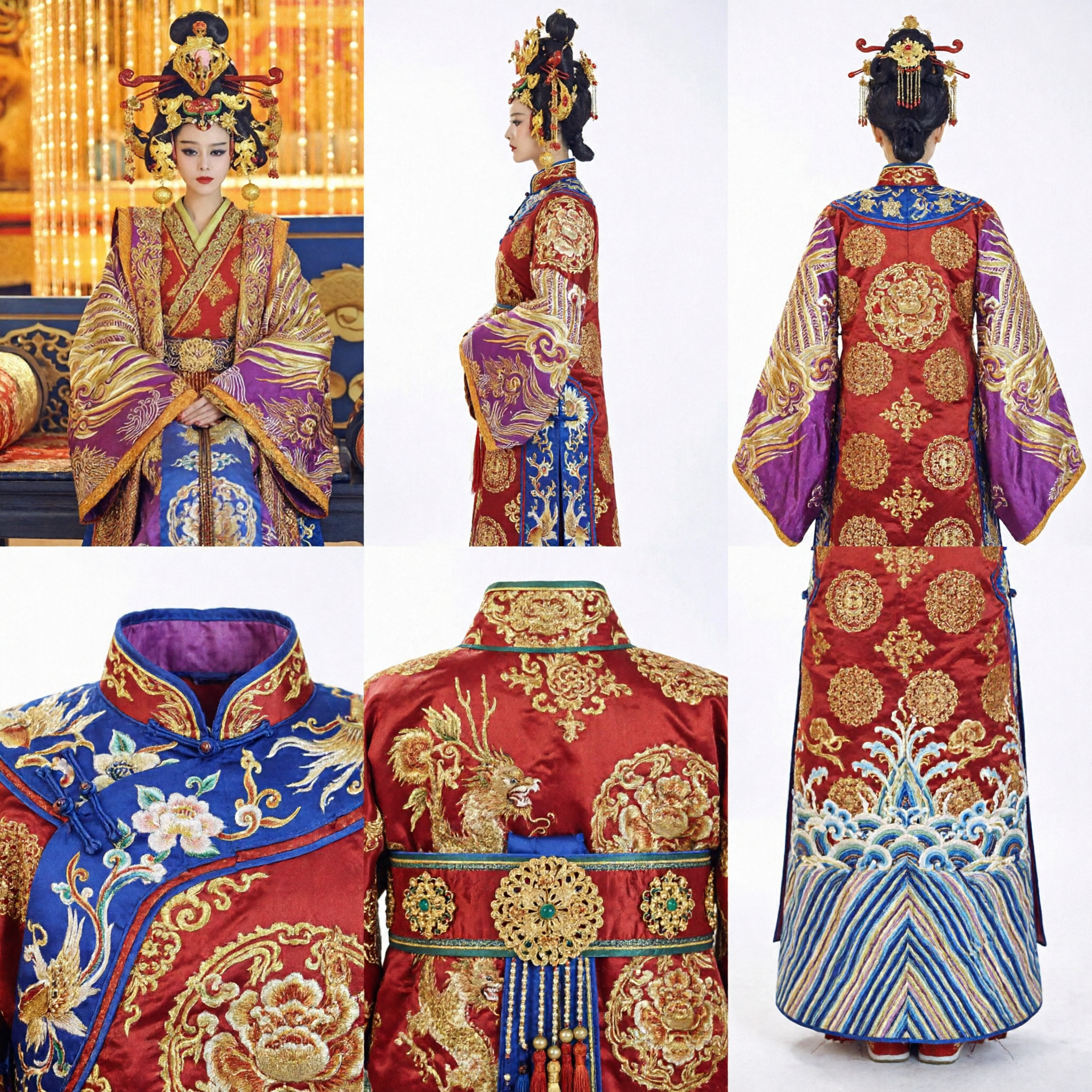 Ancient Chinese Tang Dynasty Empress Hanfu Costume Traditional Royal Palace Dress with Phoenix Crown for Women