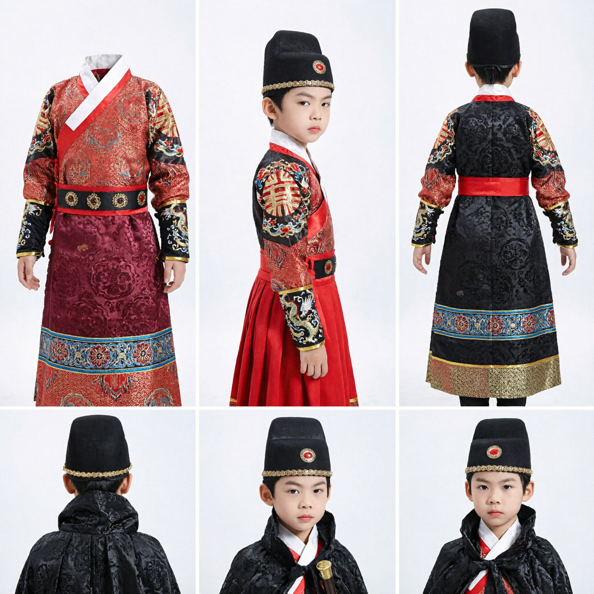 Traditional Chinese Ming Dynasty Jin Yi Wei Flying Fish Suit Ancient Warrior Hanfu Costume for Kids