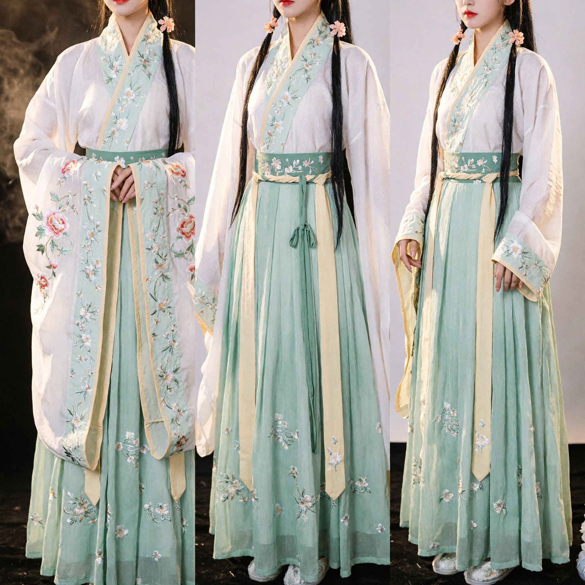 Women's Traditional Chinese Hanfu Costume Green Embroidered Ancient Fairy Dress for Cultural Festival and Cosplay