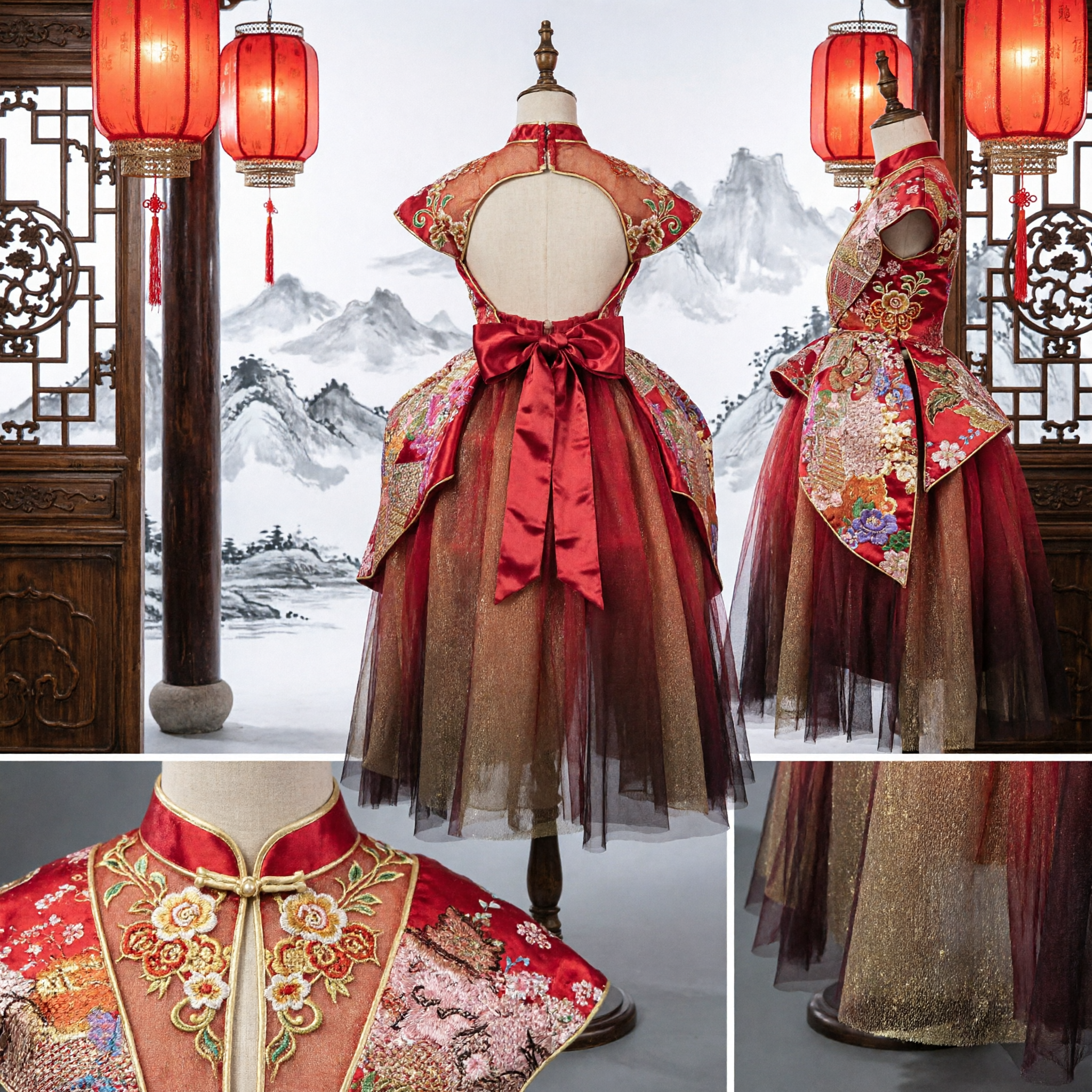 Traditional Chinese Red Hanfu Wedding Dress Ancient Ming Dynasty Style Embroidered Costume for Women