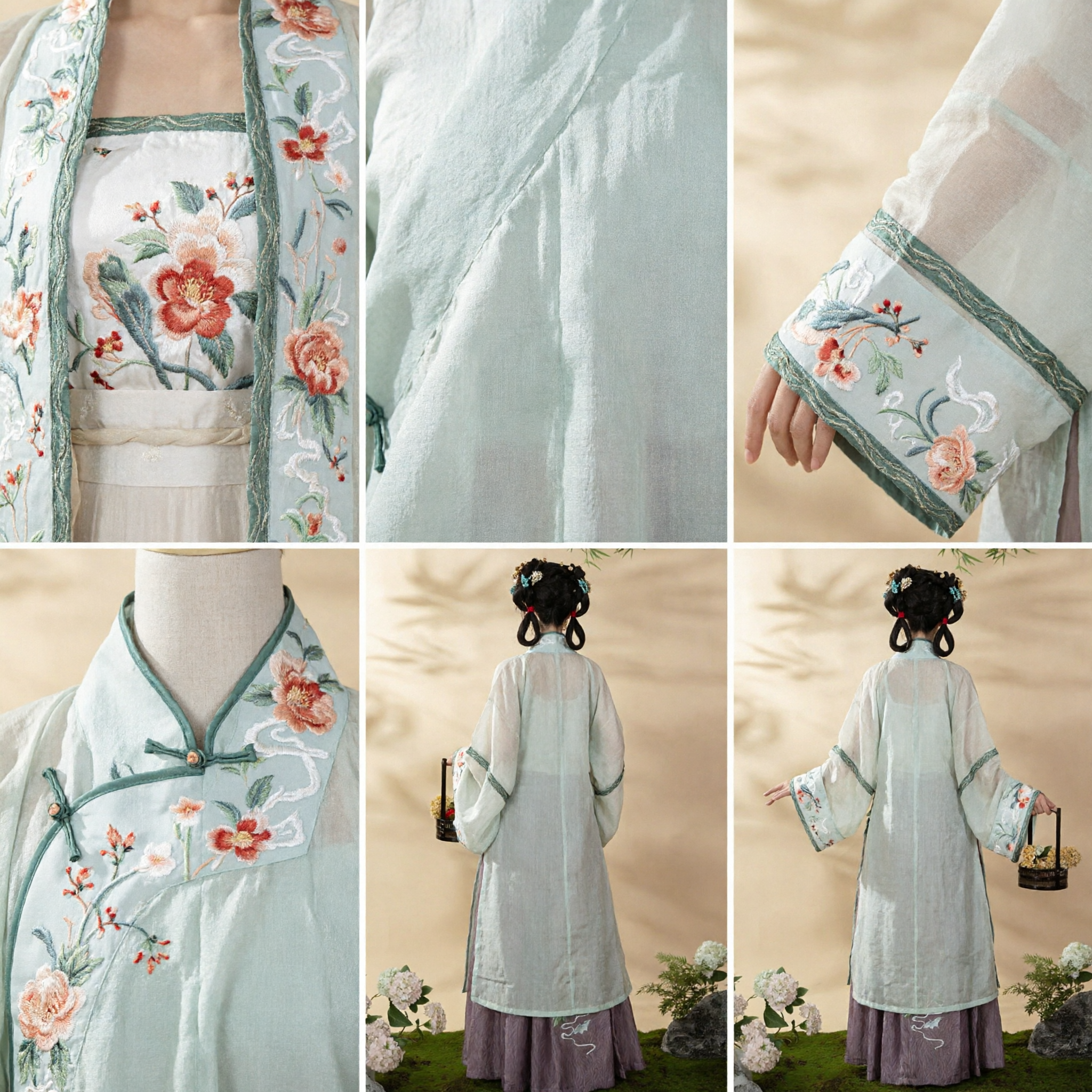 Elegant Traditional Chinese Hanfu Costume Embroidered Floral Robe and Purple Skirt Set for Women Ancient Performance Dress