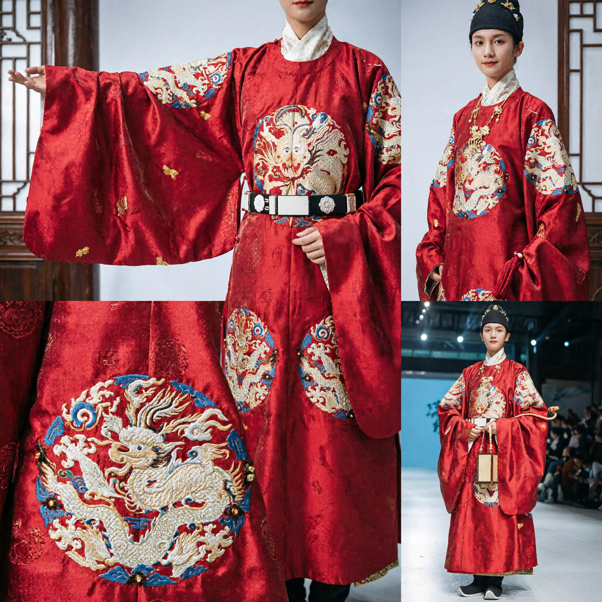 Traditional Chinese Red Wedding Groom Costume Ming Dynasty Dragon Embroidery Hanfu Robe for Men Ancient Attire