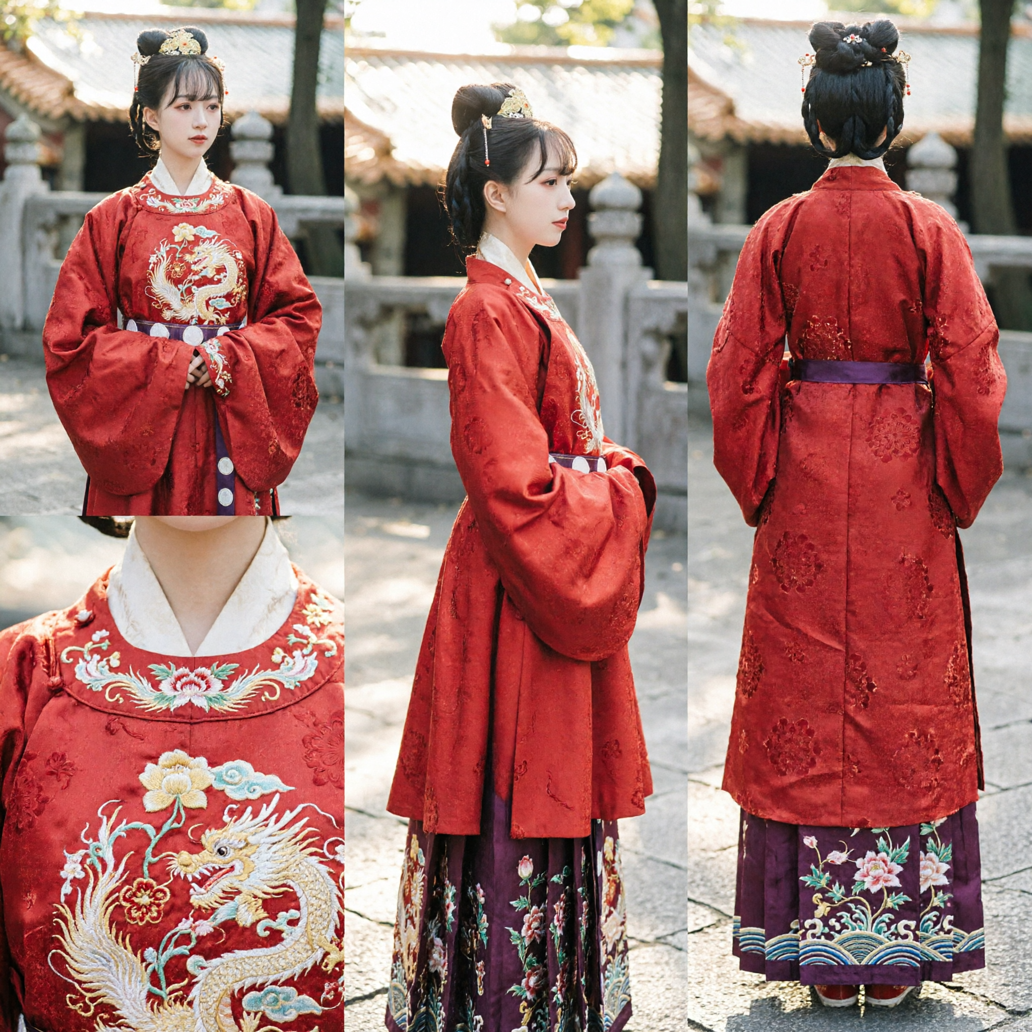 Traditional Chinese Red Hanfu Wedding Dress Ming Dynasty Embroidered Ao Qun Ancient Bride Costume for Women