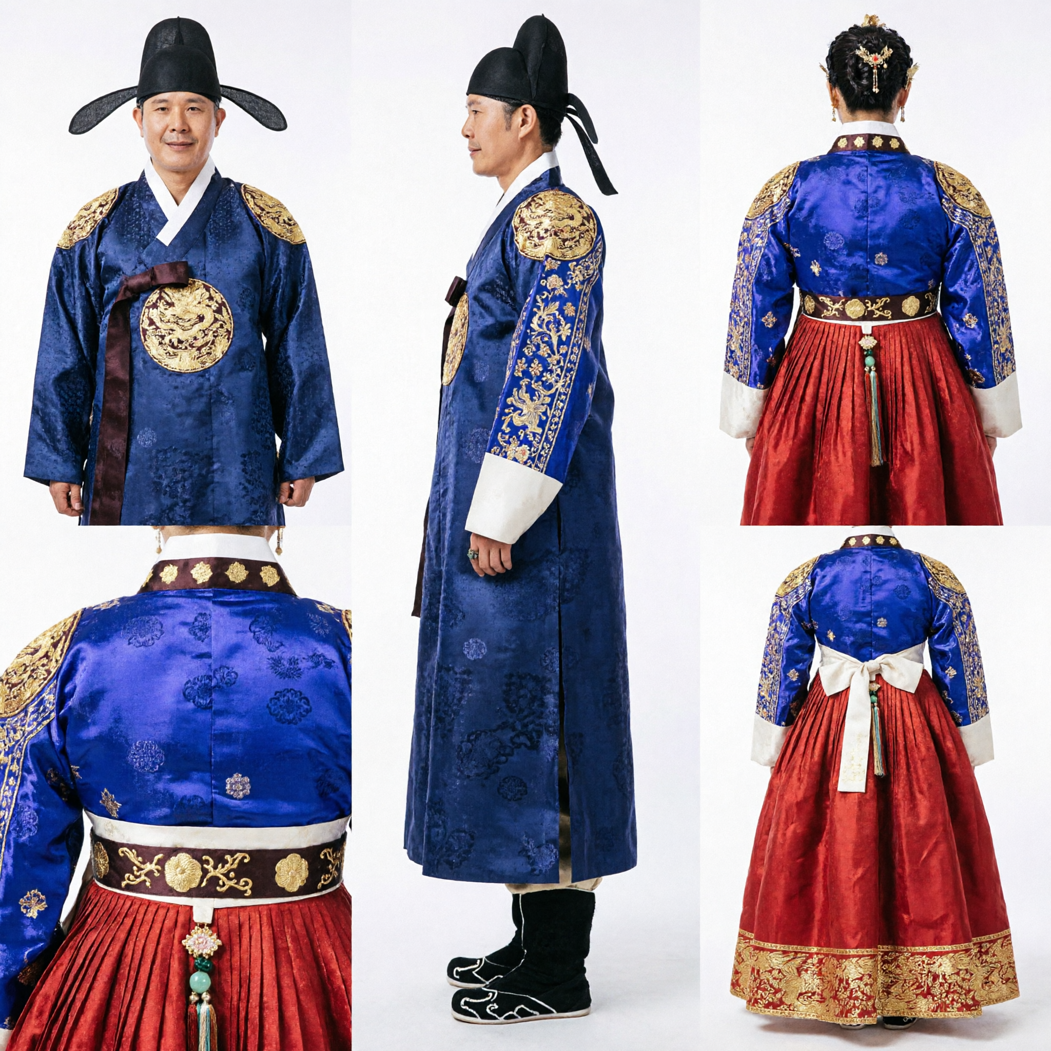 Korean Traditional Wedding Hanbok Set Royal Couple Bridal Groom Costume for Historical Drama Cosplay