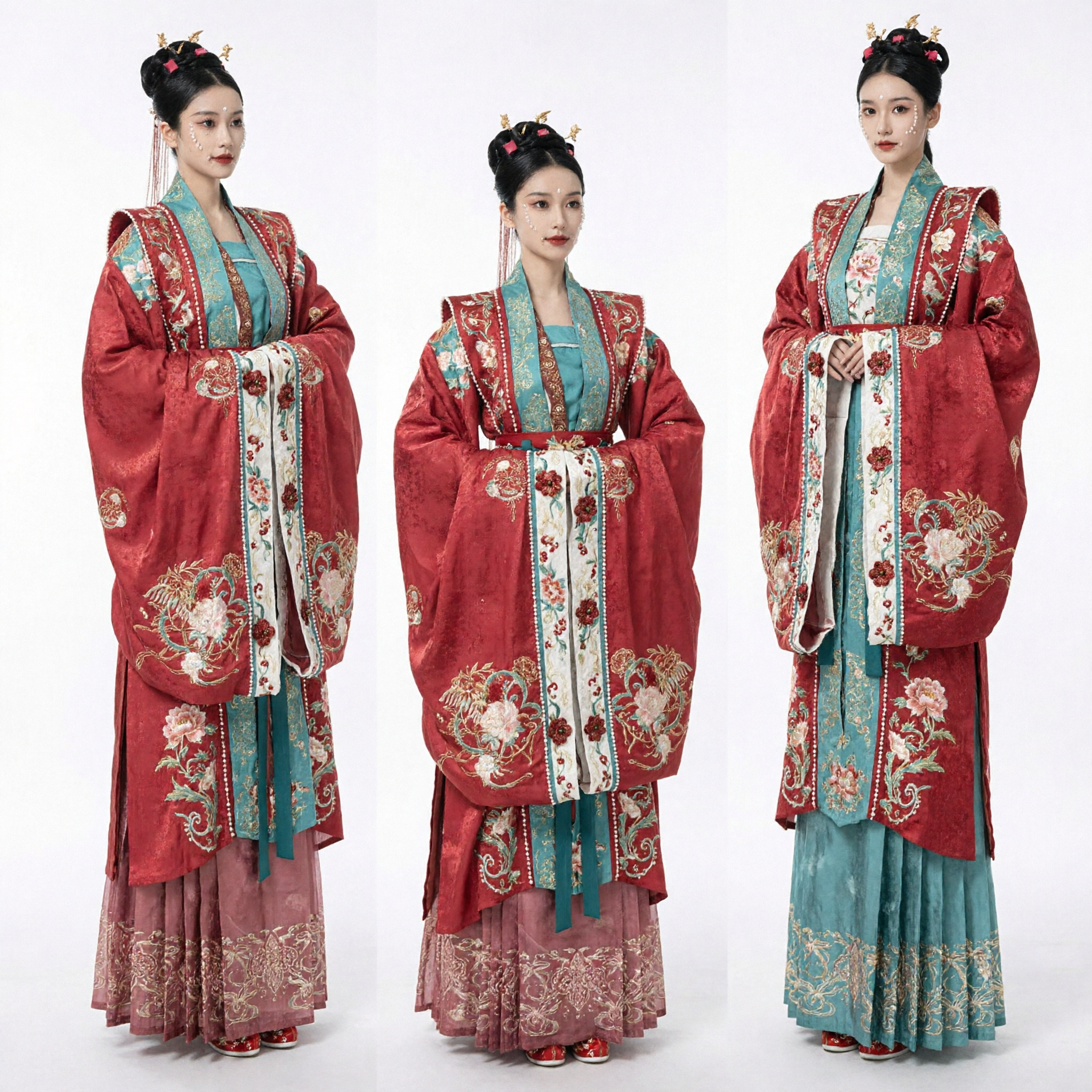 Elegant Red Embroidered Hanfu Traditional Chinese Wedding Dress Ancient Palace Costume for Women