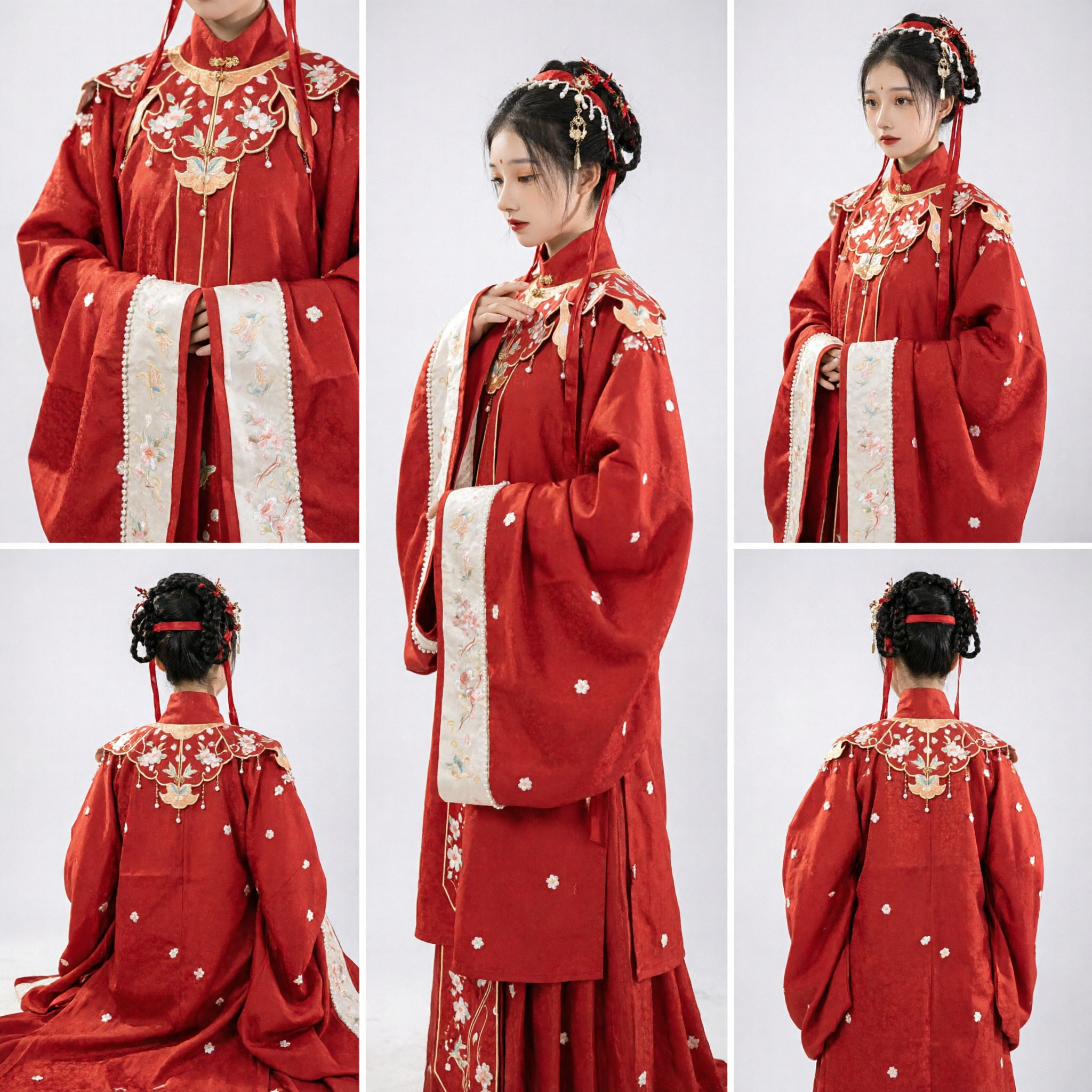 Chinese Traditional Red Hanfu Wedding Dress for Women Ming Dynasty Style Embroidered Ancient Costume
