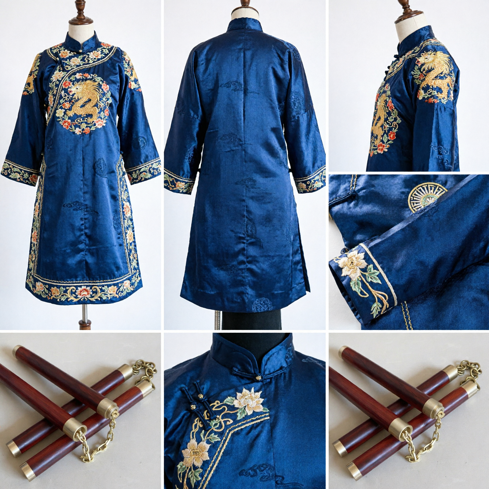 Traditional Wooden Nunchucks with Brass Chain Chinese Kung Fu Martial Arts Weapon for Training and Performance