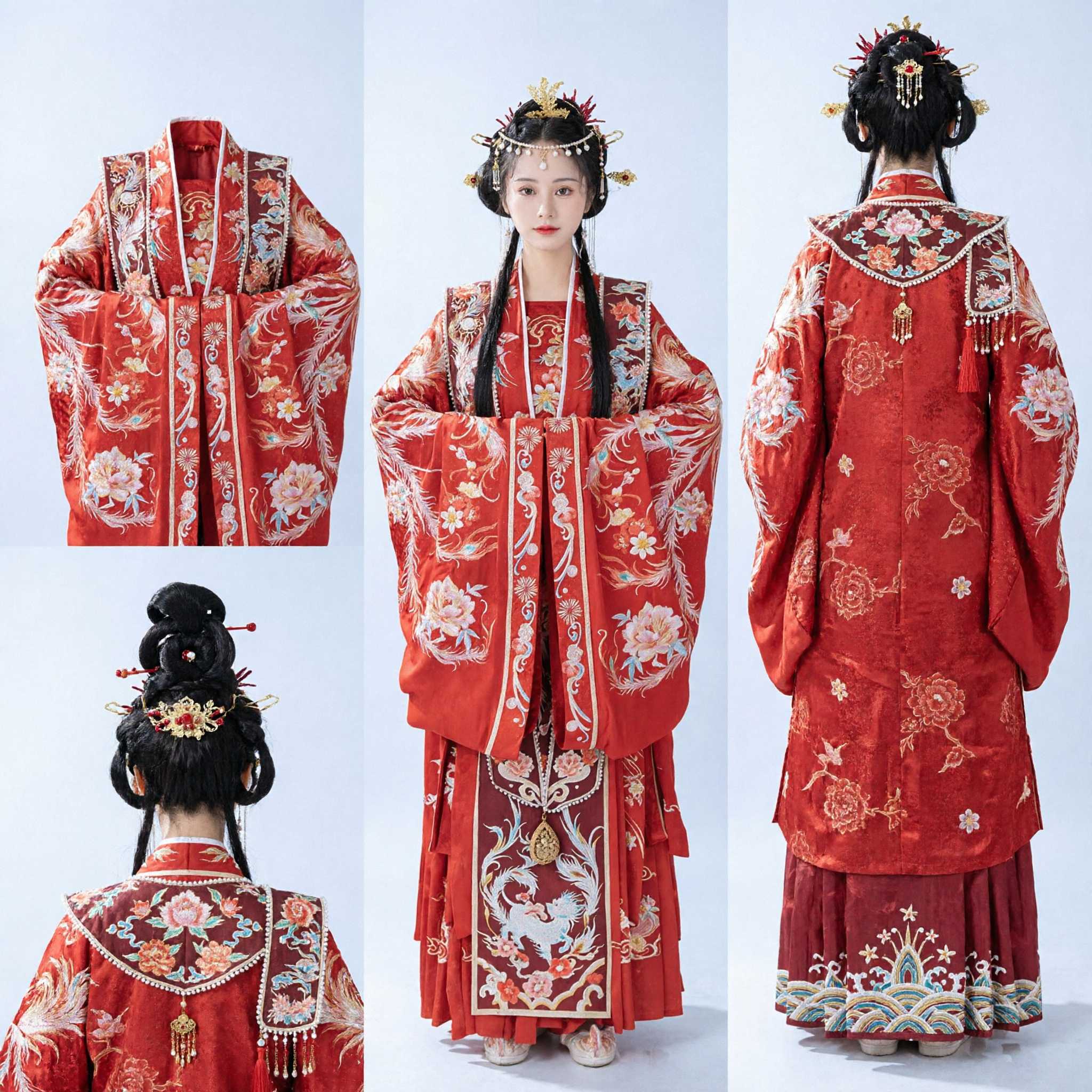Traditional Chinese Red Hanfu Wedding Dress Tang Dynasty Princess Costume Phoenix Embroidery Performance Outfit for Women