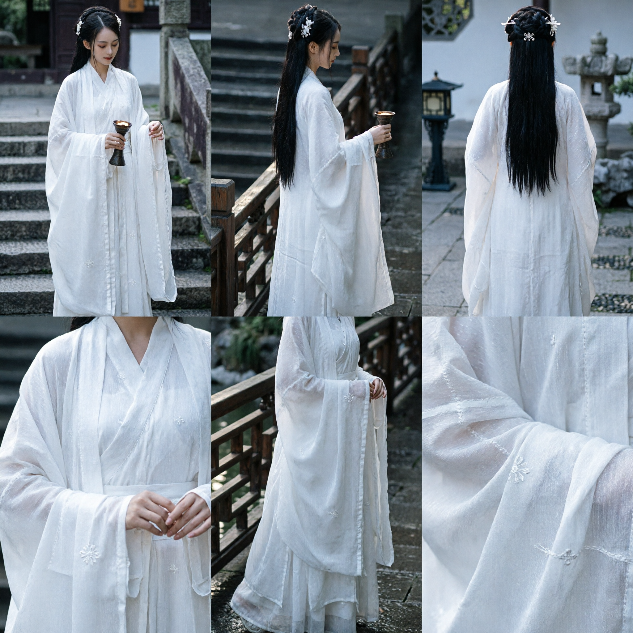 Elegant White Traditional Chinese Hanfu Ancient Costume Fairy Robe for Women Cosplay Period Drama
