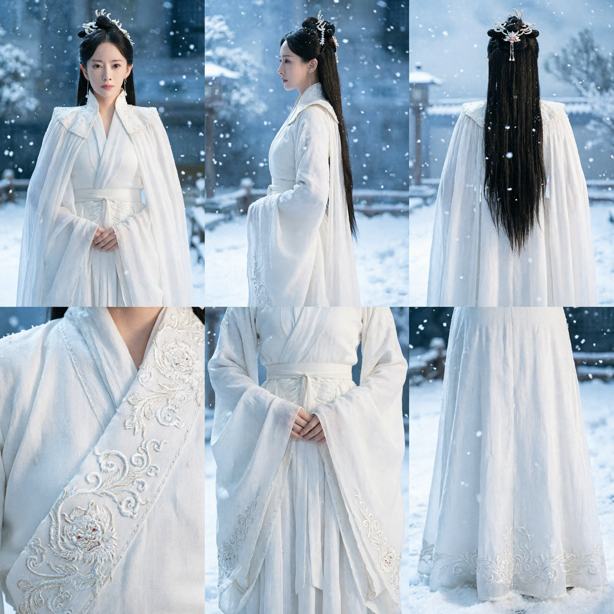 Elegant White Chinese Hanfu Ancient Traditional Costume Women Fairy Dress for Cosplay and Historical Drama Performance