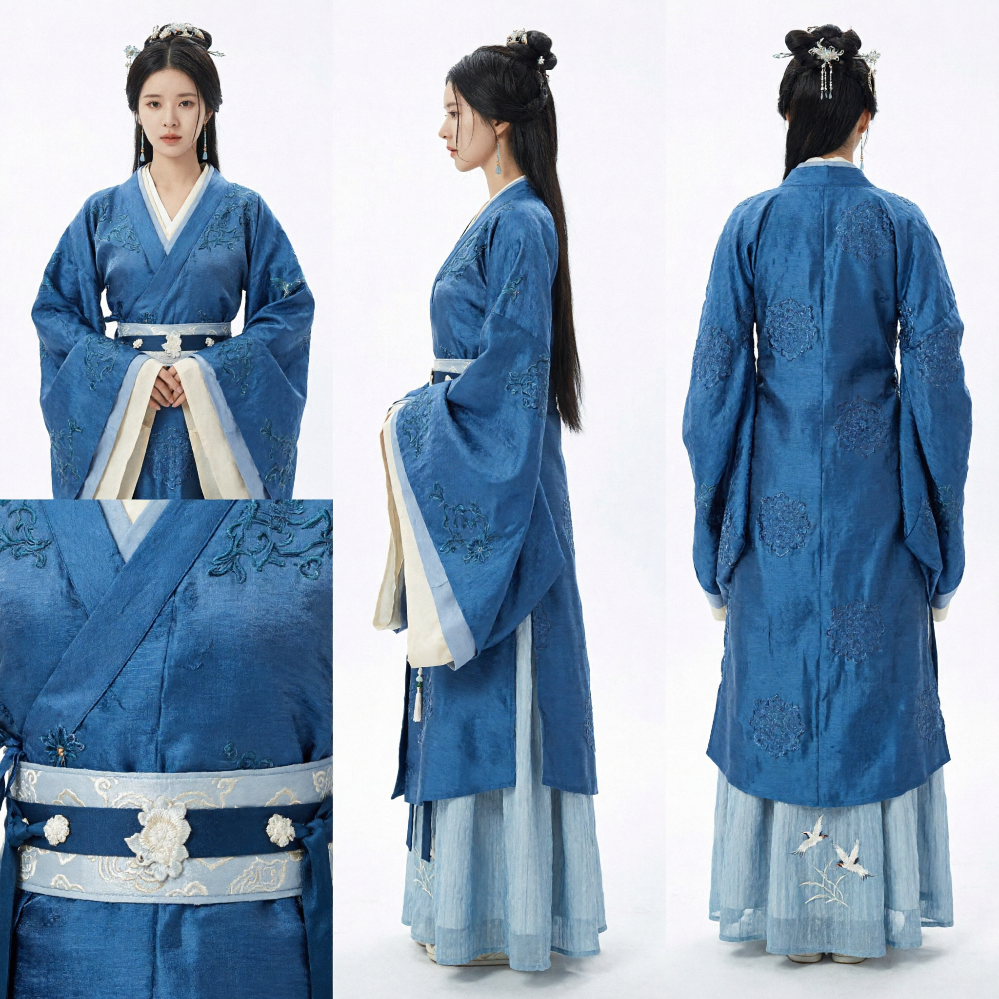 Elegant Blue Hanfu Dress Traditional Chinese Ancient Court Lady Costume for Women Historical Cosplay