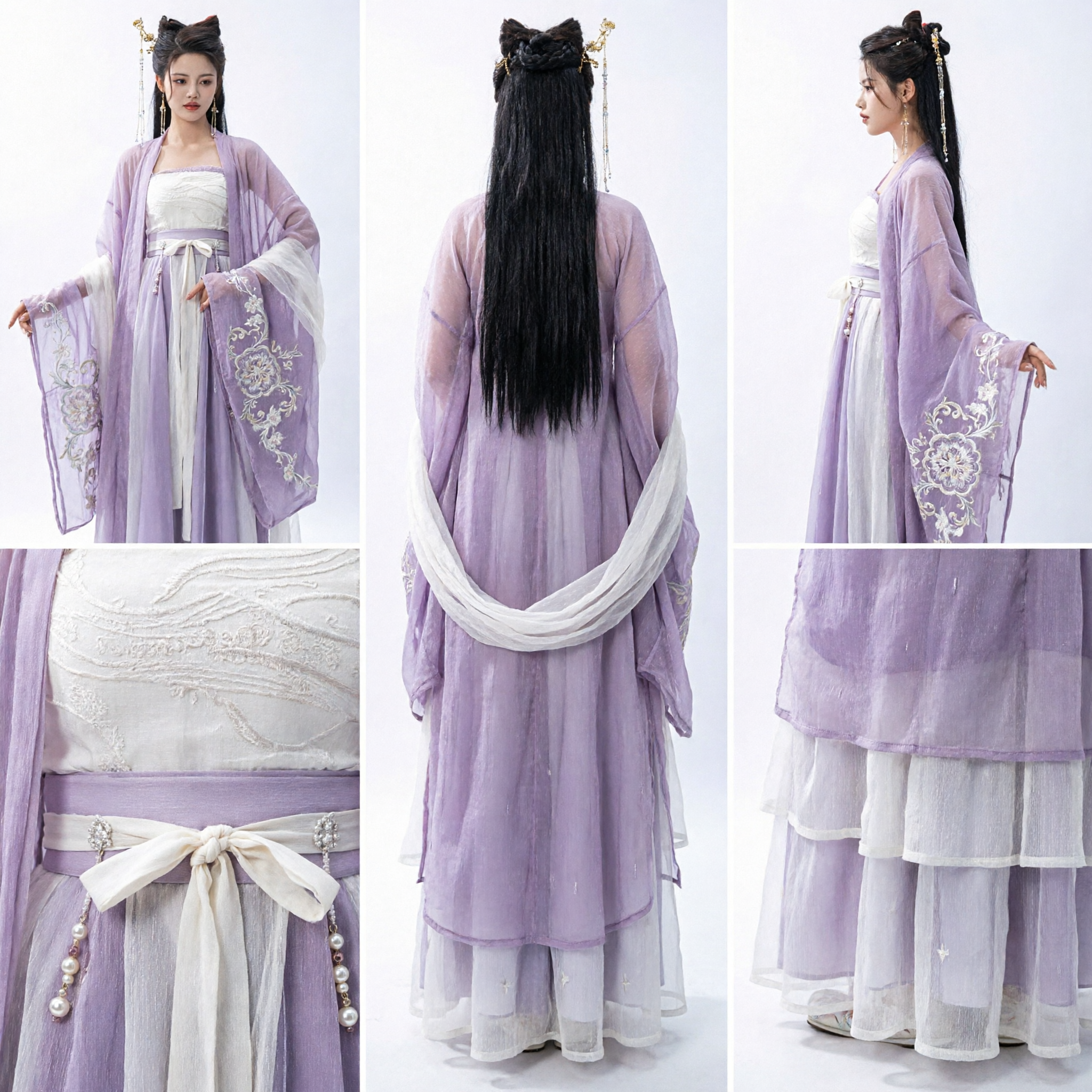 Traditional Chinese Hanfu Purple Fairy Dress Ancient Costume Tang Dynasty Style for Women Photography