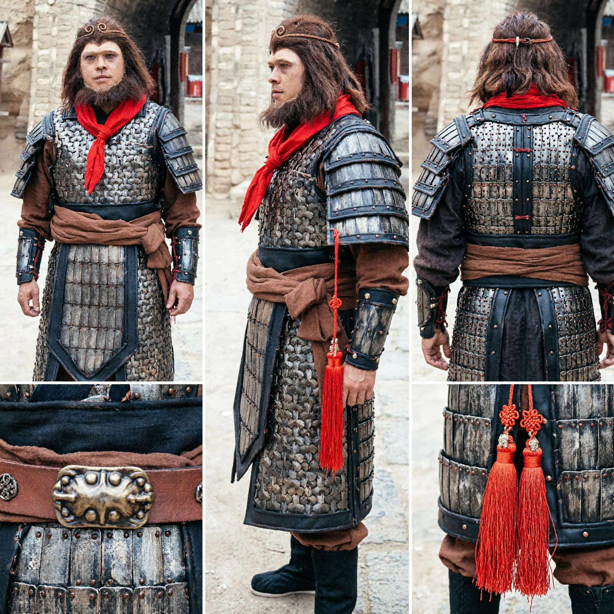 Traditional Chinese Sun Wukong Monkey King Warrior Armor Cosplay Costume for Men Halloween Parties