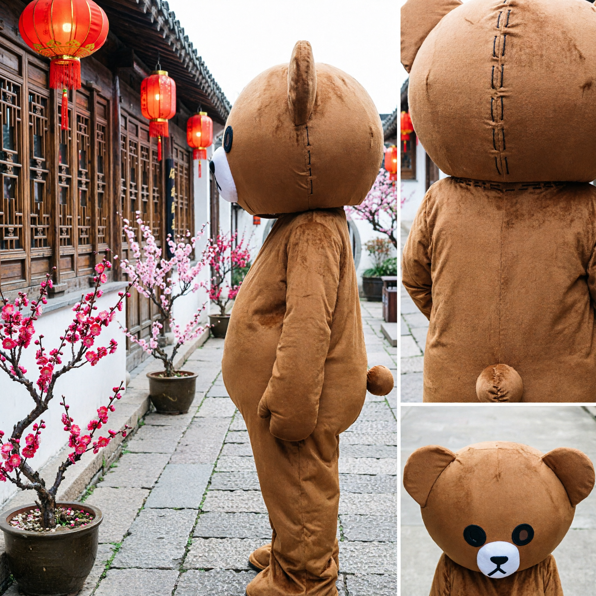 Adult Brown Bear Mascot Costume Walking Doll Suit for Theme Party Parade Event Promotion