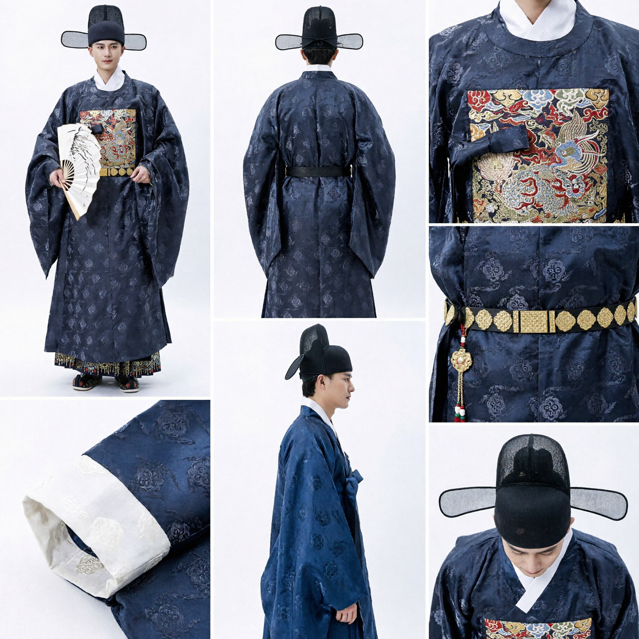 Men's Traditional Chinese Hanfu Ming Dynasty Official Robe Ancient Scholar Costume for Cosplay and Cultural Events