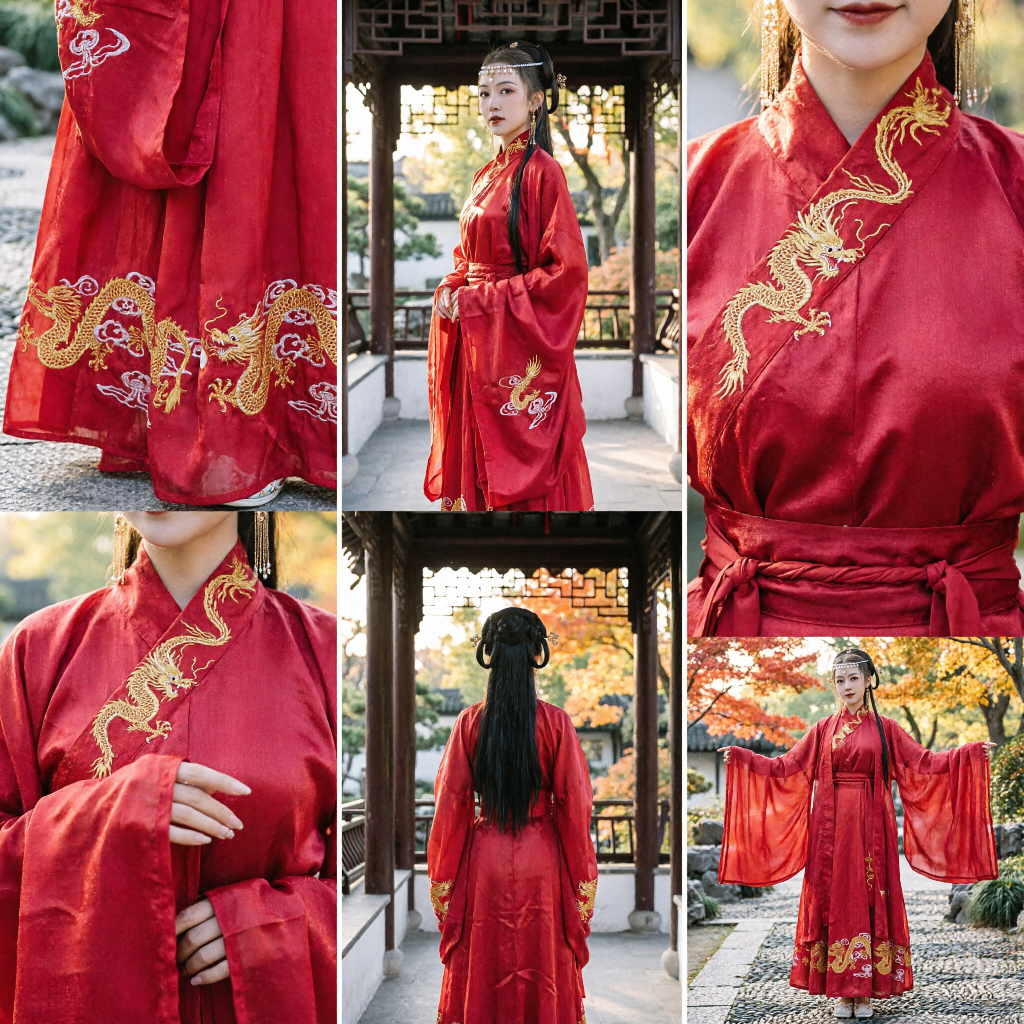 Traditional Chinese Red Hanfu Dress for Women Ancient Dragon Embroidery Ming Dynasty Costume