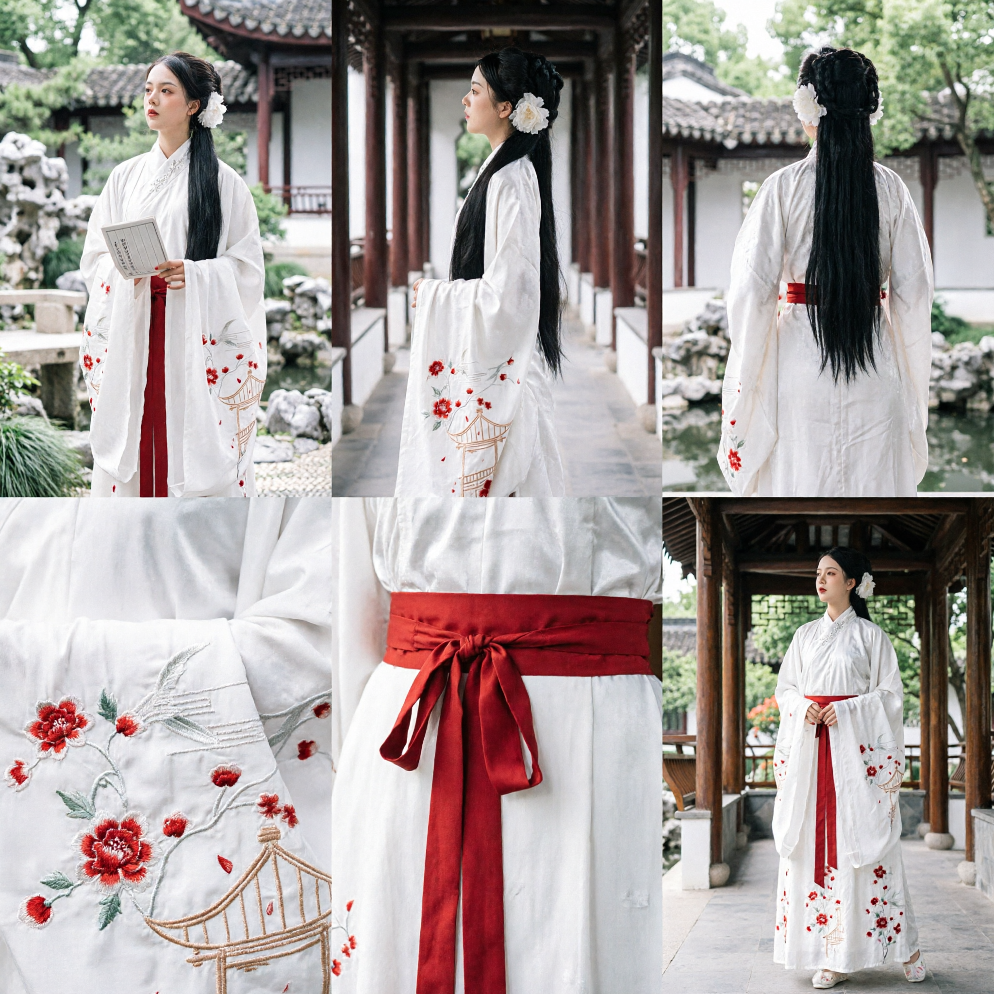 Traditional Chinese Hanfu White Embroidered Robe Ancient Ming Dynasty Costume for Women Cultural Events