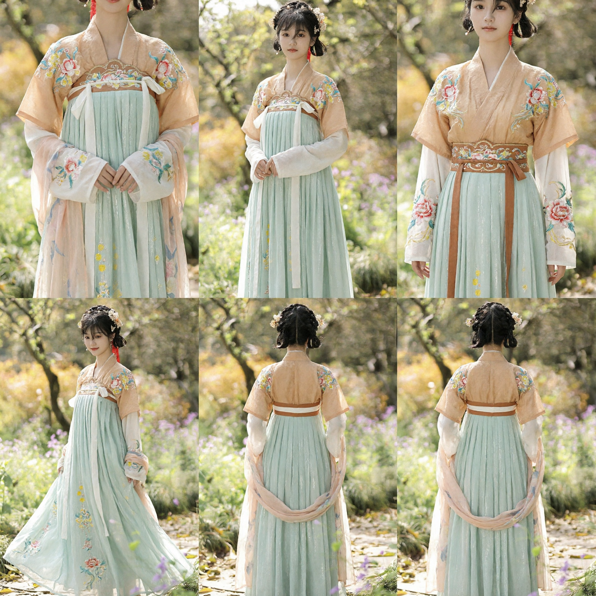 Elegant Tang Dynasty Style Hanfu Ruqun Set with Floral Embroidery Traditional Chinese Costume for Women