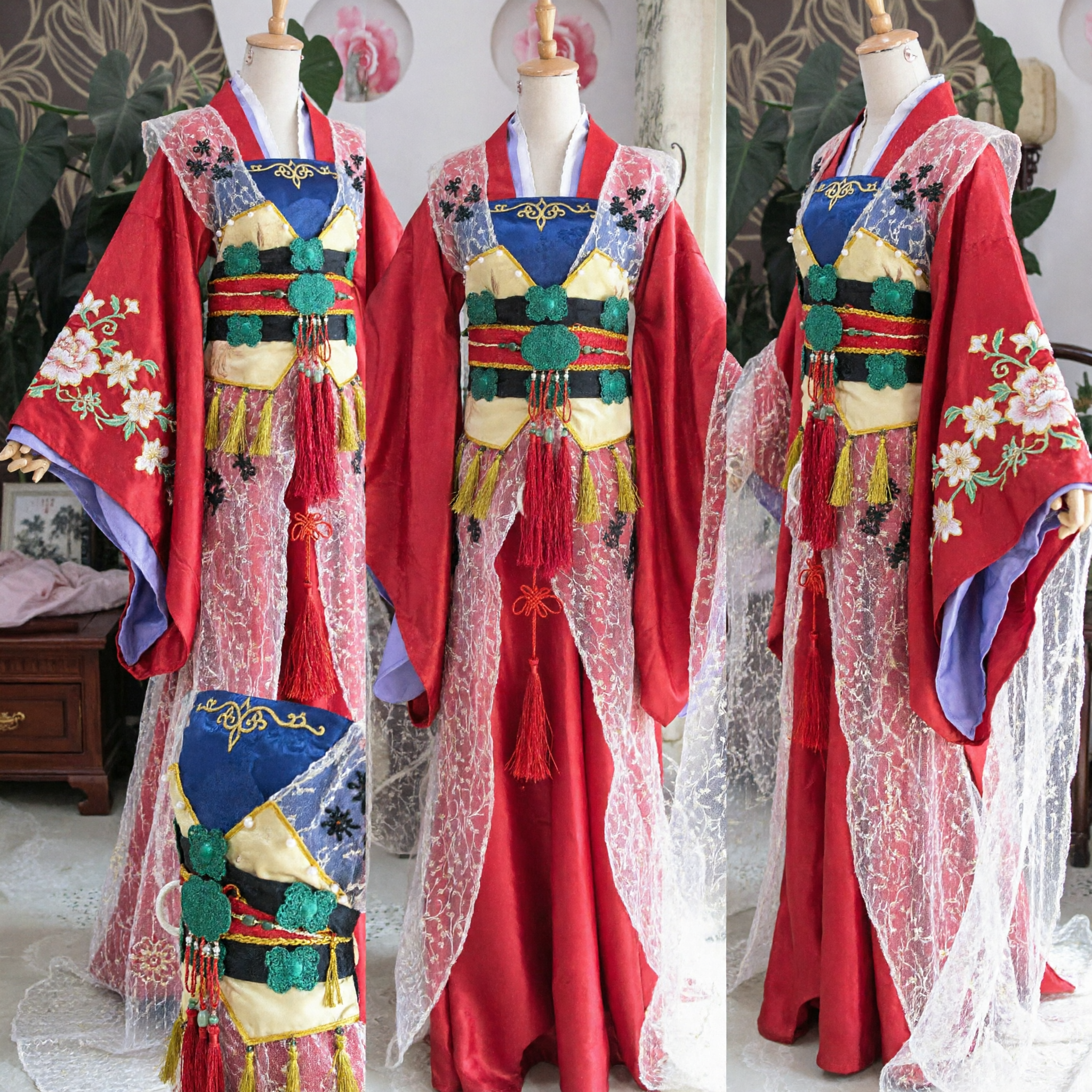 Ancient Chinese Traditional Red Hanfu Costume Tang Dynasty Palace Lady Dress for Women Wedding Cosplay