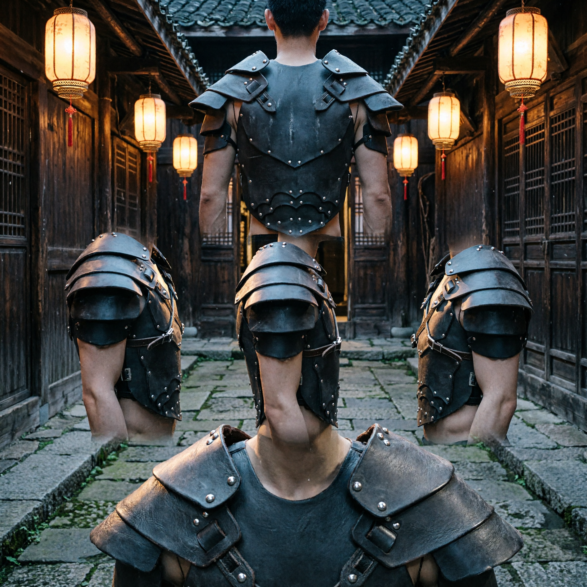 Men's Black Leather Gladiator Armor Chest Plate with Pauldrons for Medieval Cosplay and LARP Costume