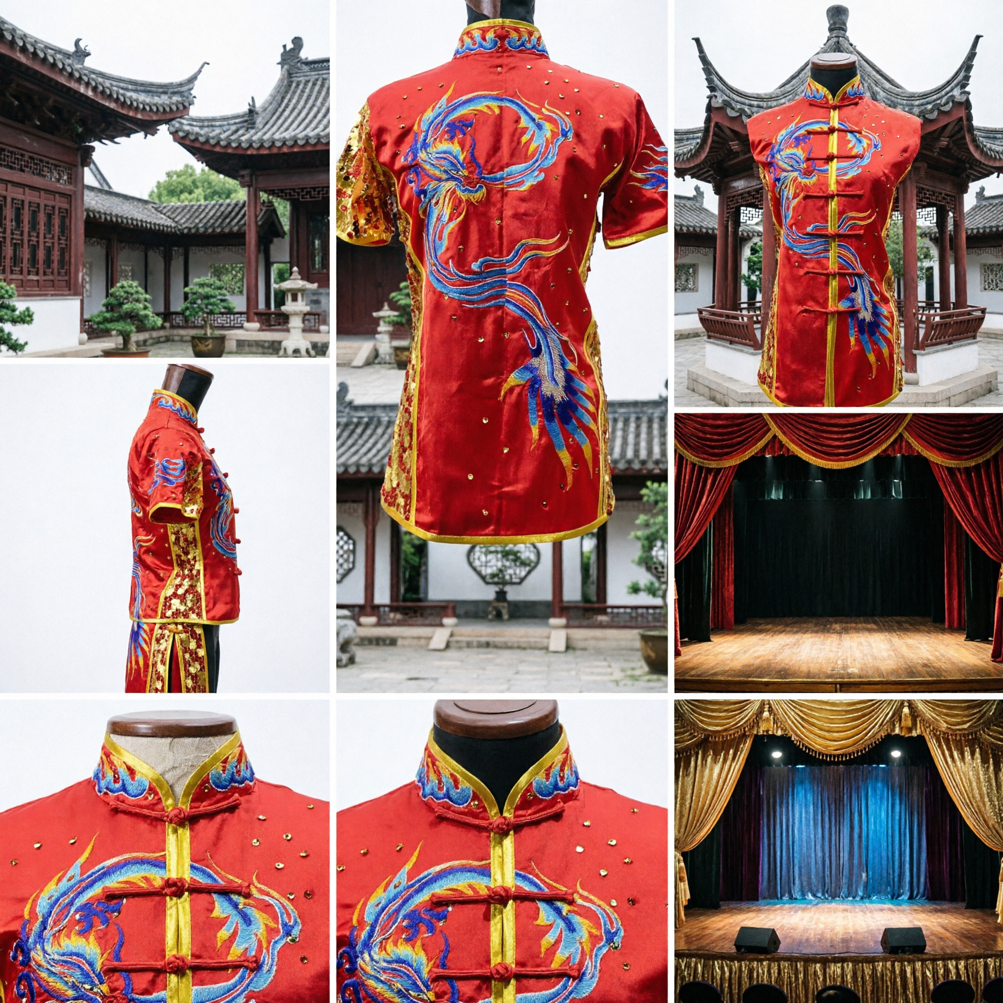 Traditional Red Chinese Dragon Embroidery Tang Suit Kung Fu Top for Martial Arts and Stage Performance