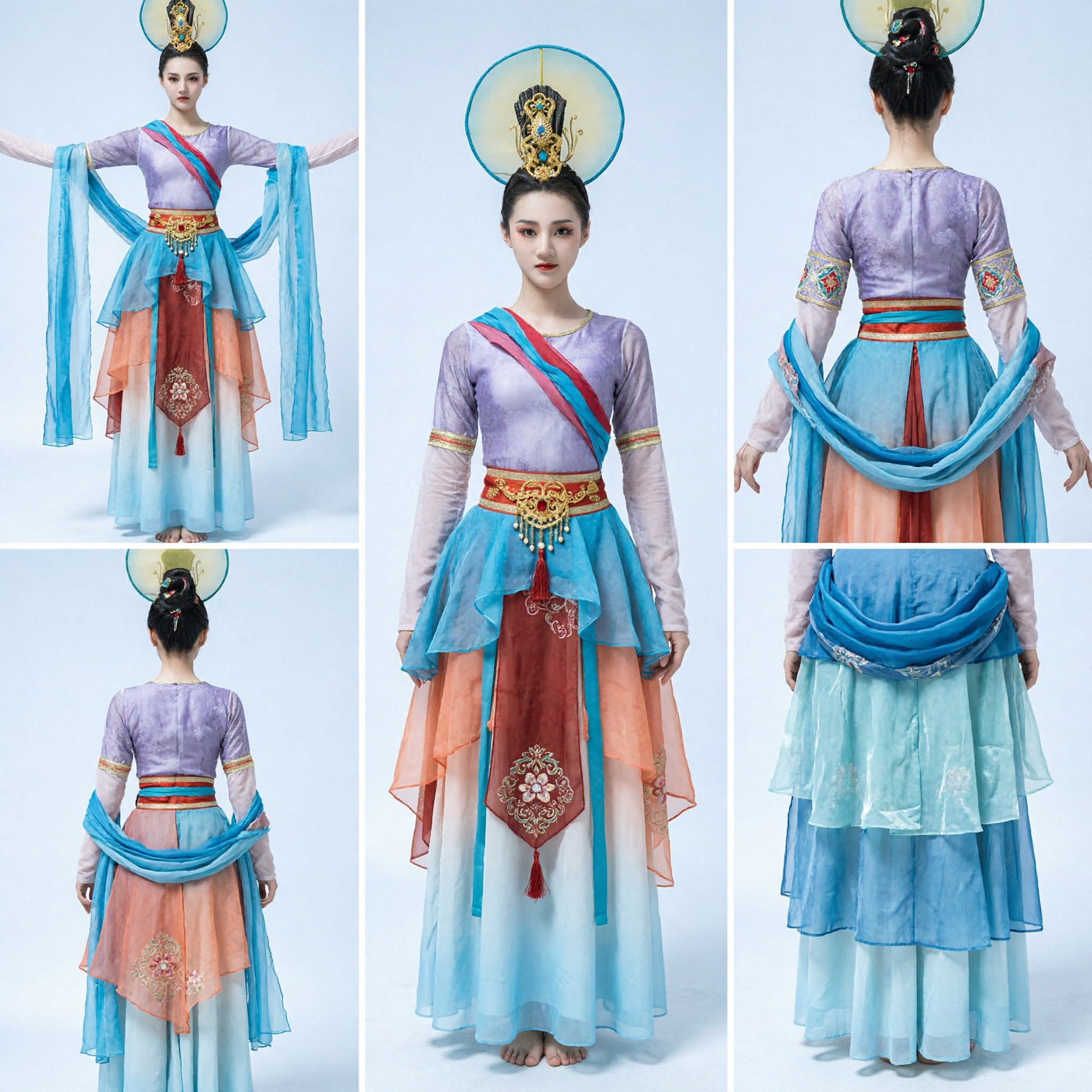 Traditional Chinese Dunhuang Flying Apsara Dance Costume Women Classical Hanfu Stage Performance Dress Complete Set