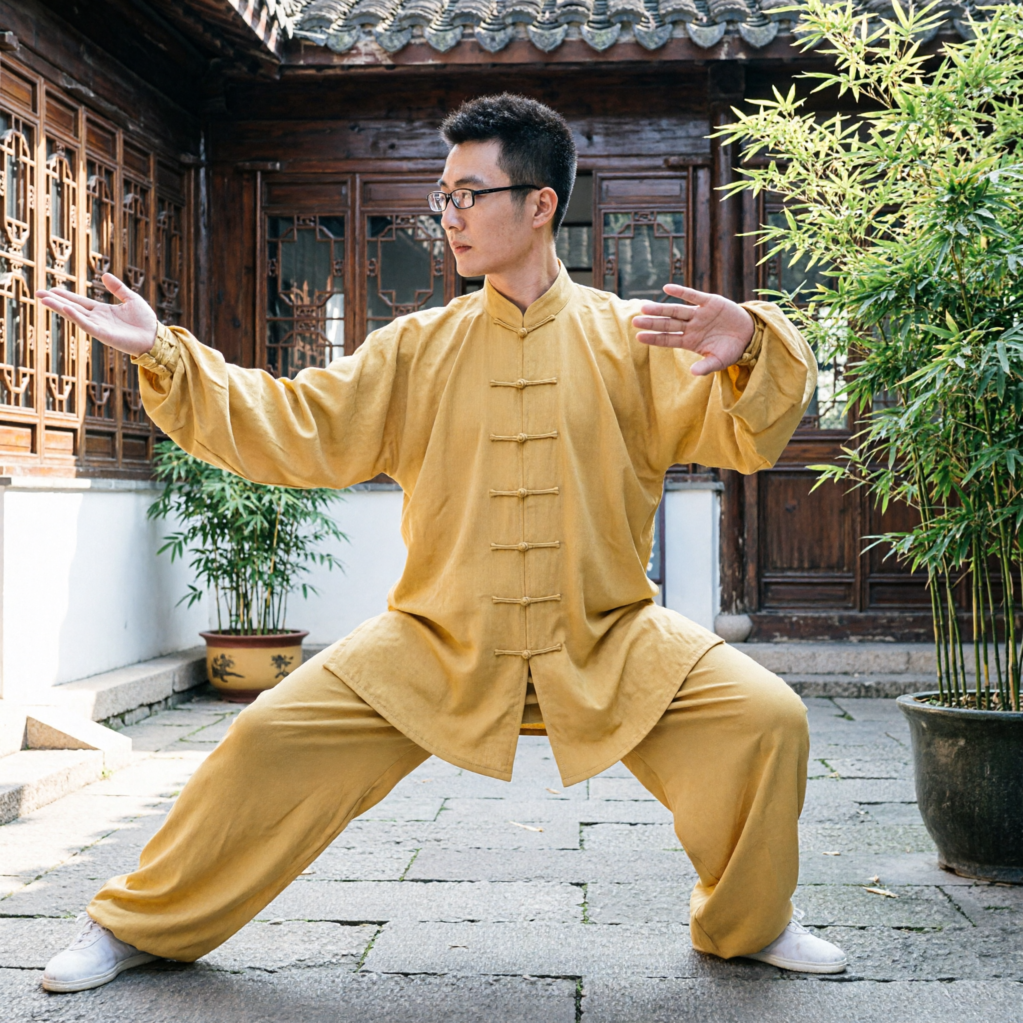 Men's Traditional Tai Chi Uniform Kung Fu Suit Martial Arts Training Clothing Yoga Meditation Wear