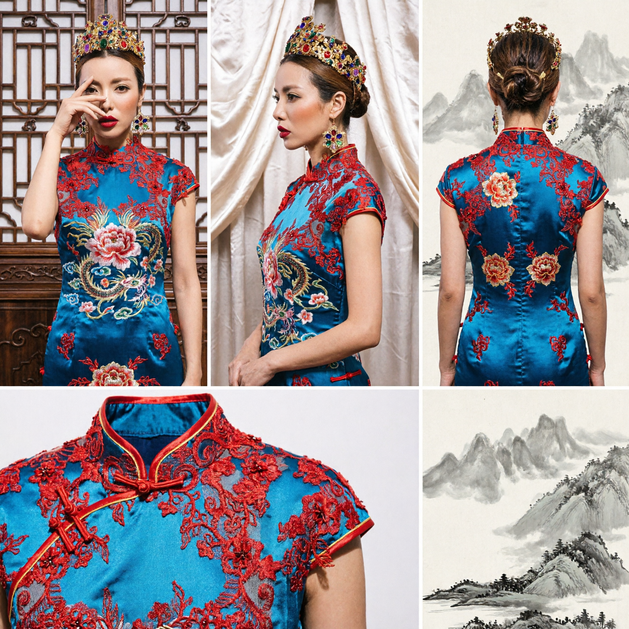 Luxury Gold Royal Crown with Multicolor Crystals and Matching Earrings for Wedding Bride Pageant Queen