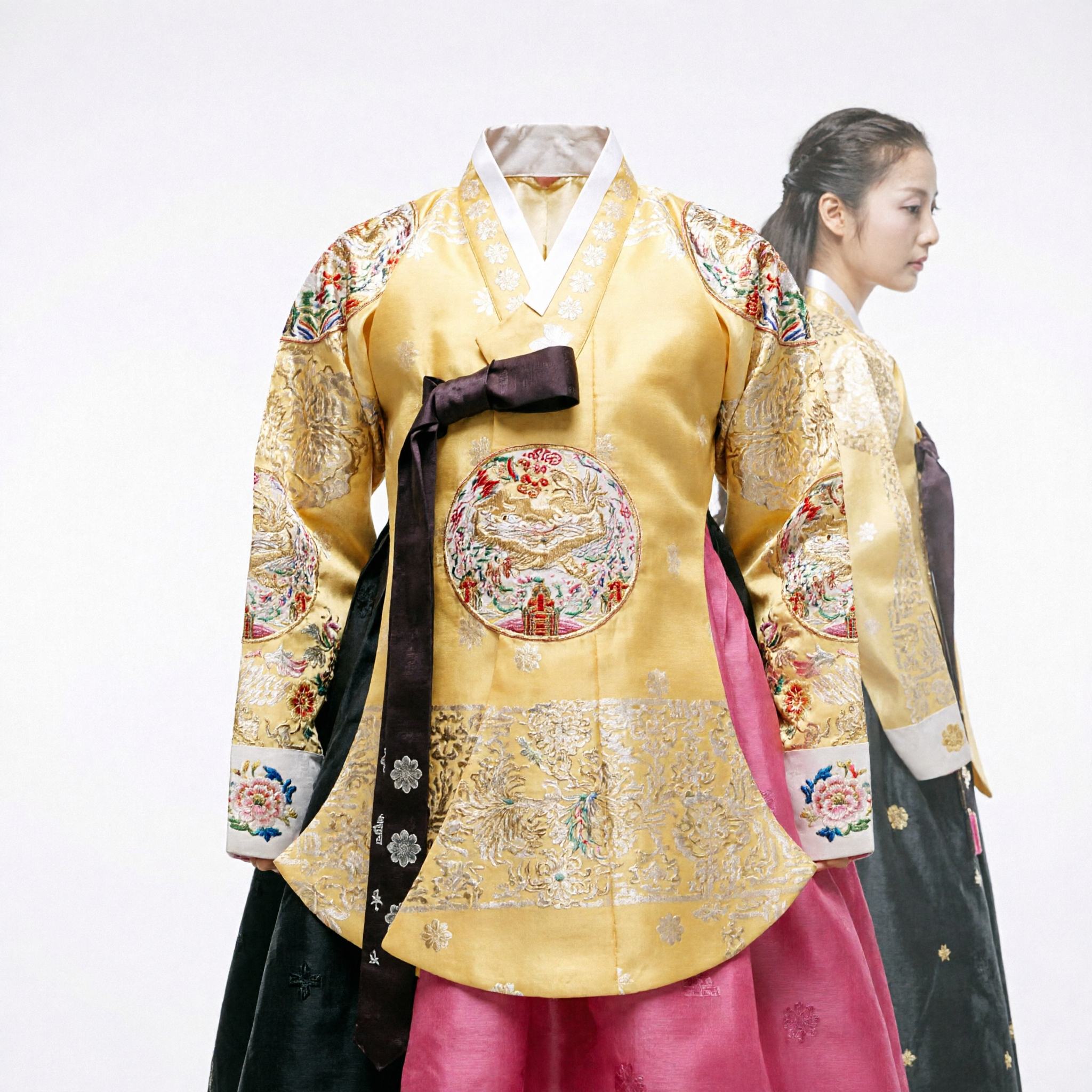 Luxurious Yellow and Magenta Korean Hanbok Traditional Dress for Women Ancient Palace Lady Costume Performance Wear