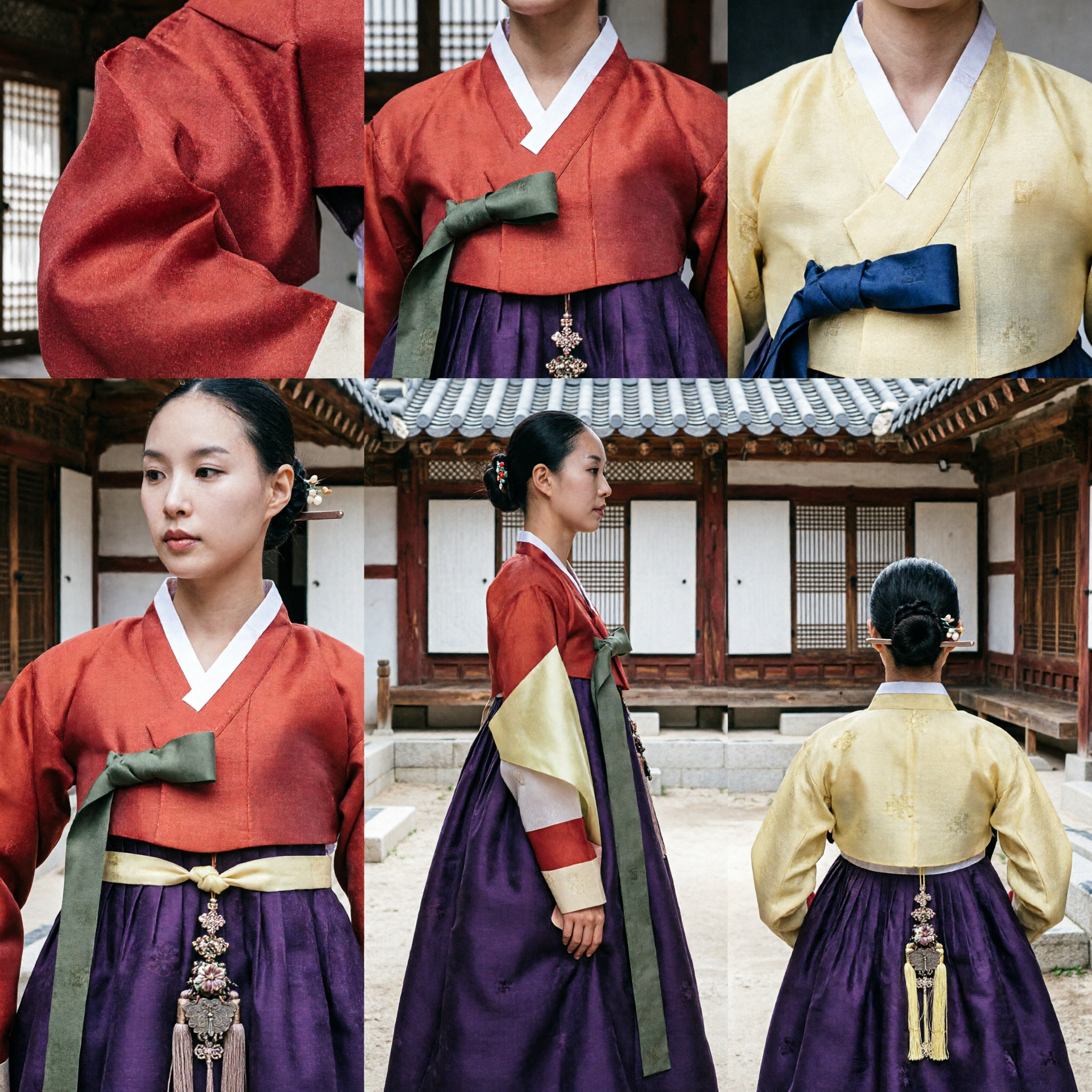 Traditional Korean Hanbok Dress for Women Formal Wedding Festival Performance Costume Red Top Purple Skirt