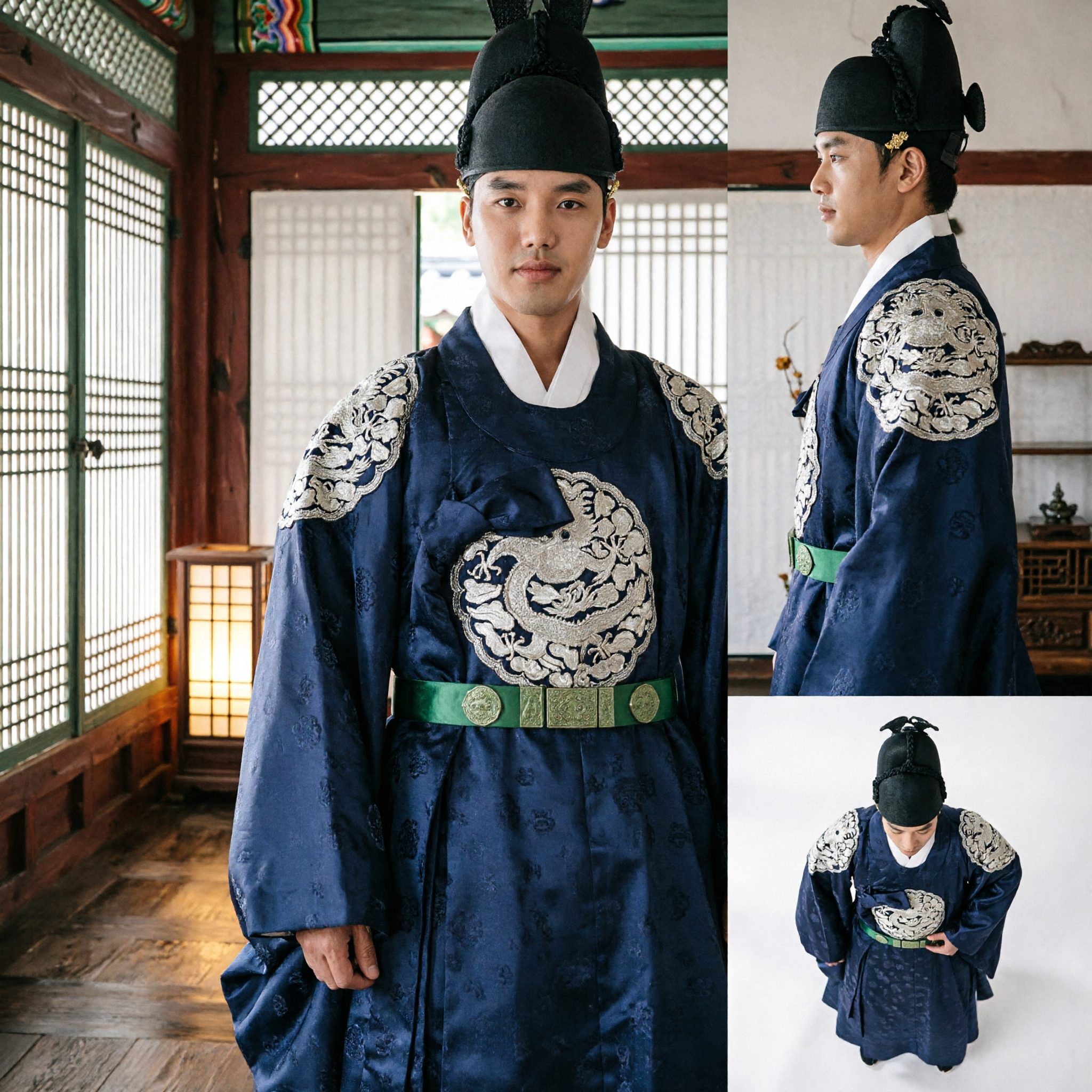 Men's Korean Traditional Hanbok Royal Court Official Robe Ancient Scholar Costume for Historical Drama