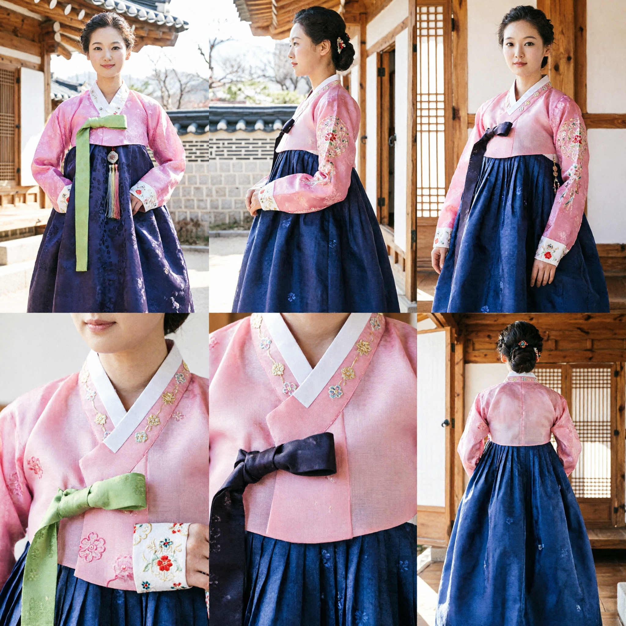 Elegant Pink and Purple Traditional Korean Hanbok Costume Dress for Women Wedding Ceremony and Cultural Events