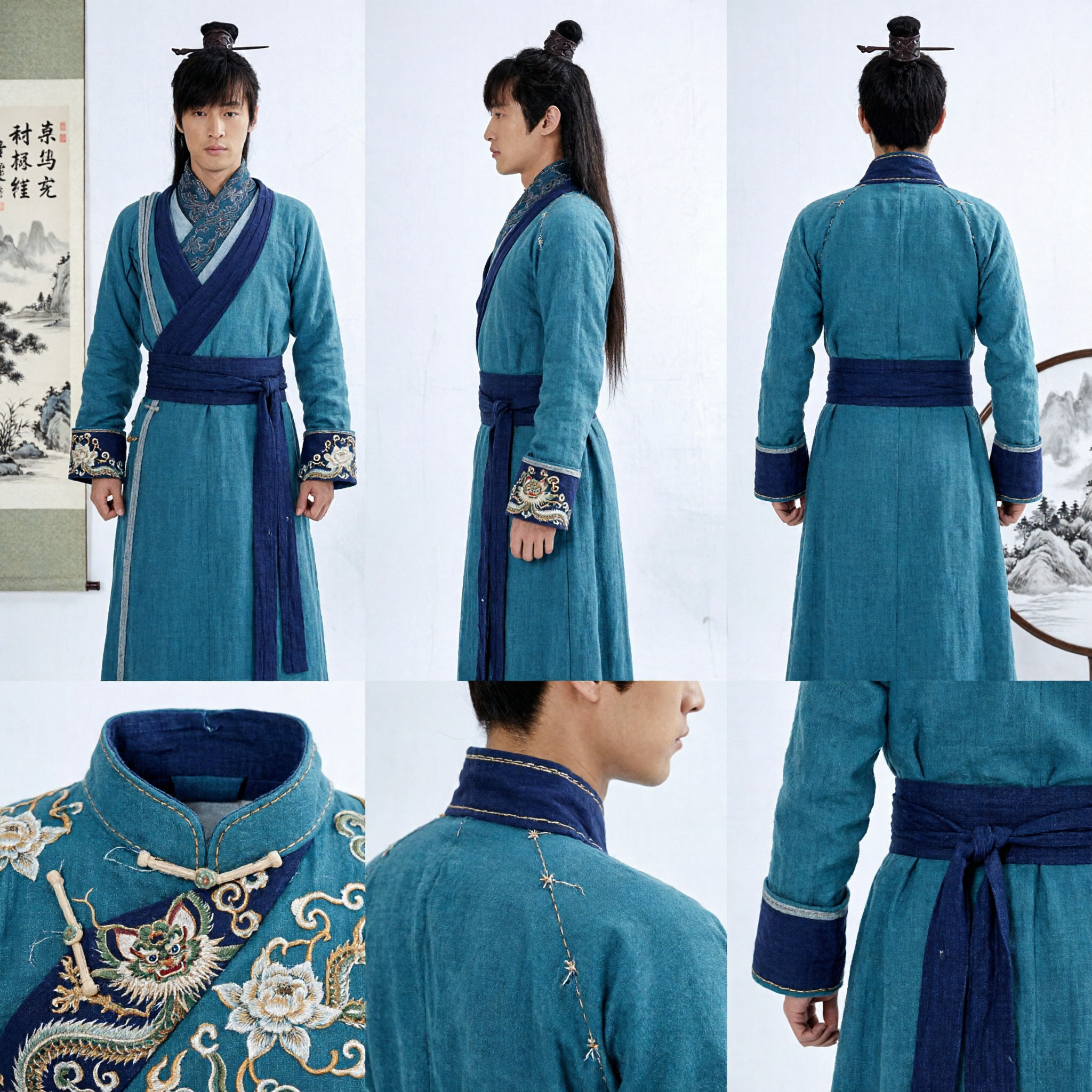 Chinese Paladin 3 Jing Tian Ancient Chinese Swordsman Hanfu Costume Men's Traditional Cosplay Robe