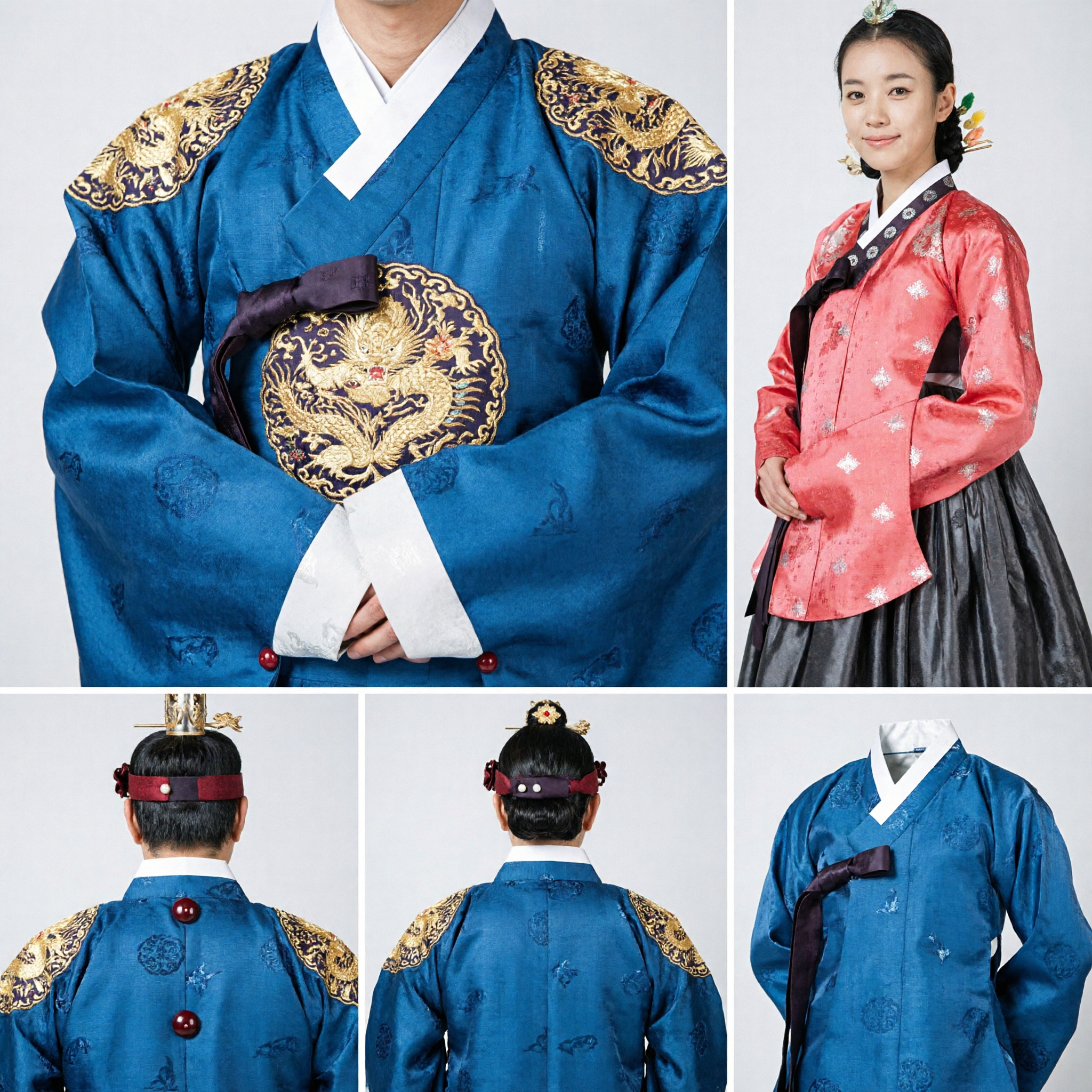 Royal Korean Hanbok Couple Costume Set Traditional King and Queen Palace Attire for Wedding and Photo Shoot