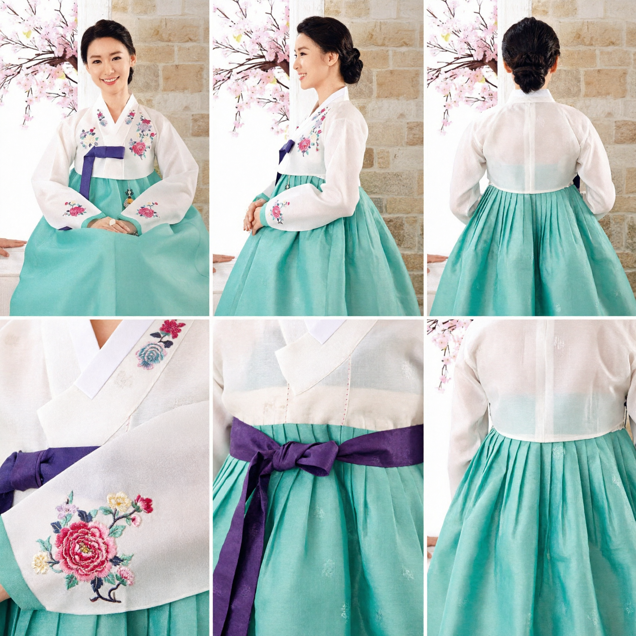 Elegant Women's Korean Hanbok Set with Floral Embroidery Traditional Wedding and Holiday Formal Dress