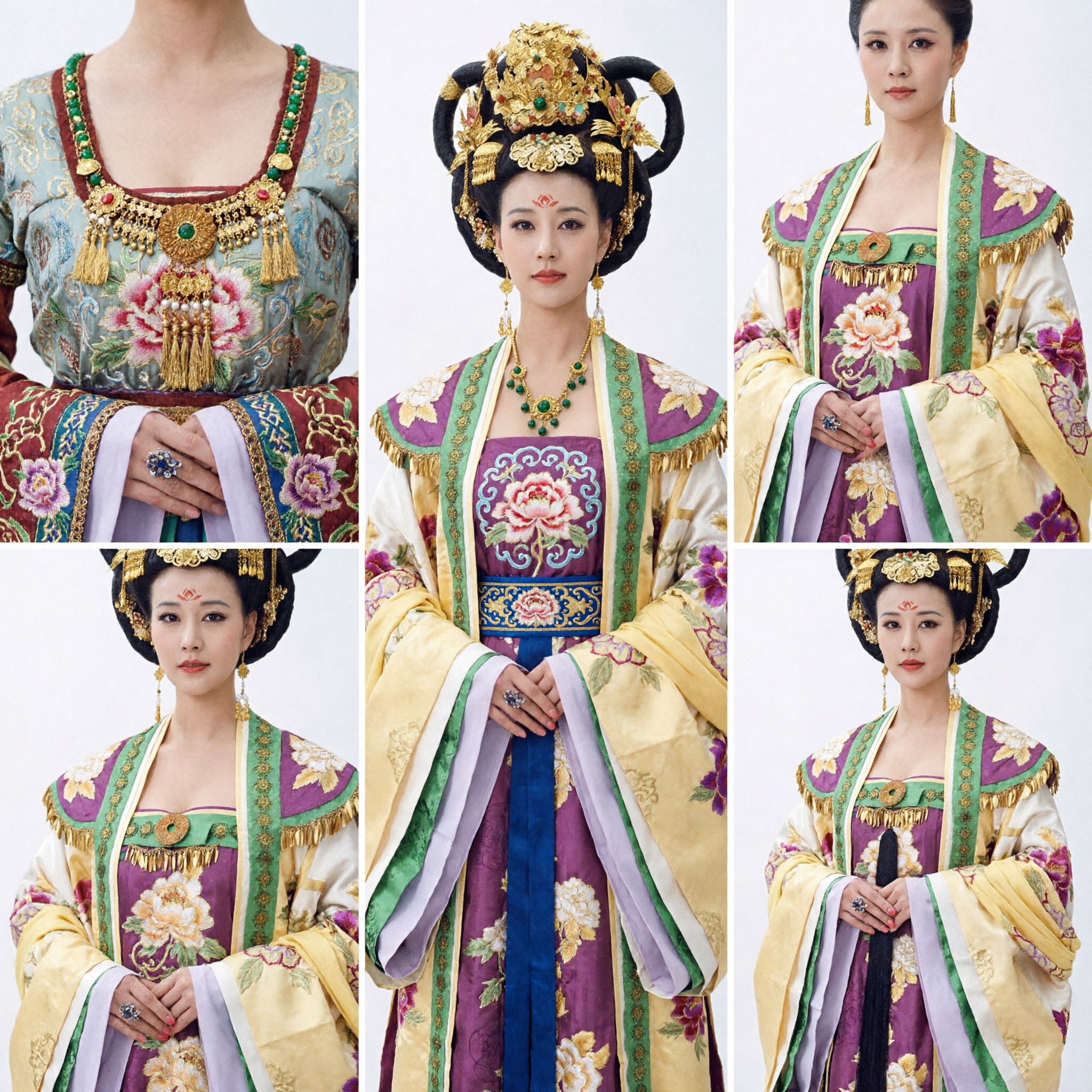 Exquisite Tang Dynasty Empress Hanfu Costume Traditional Chinese Palace Dress with Headdress for Women Stage Performance