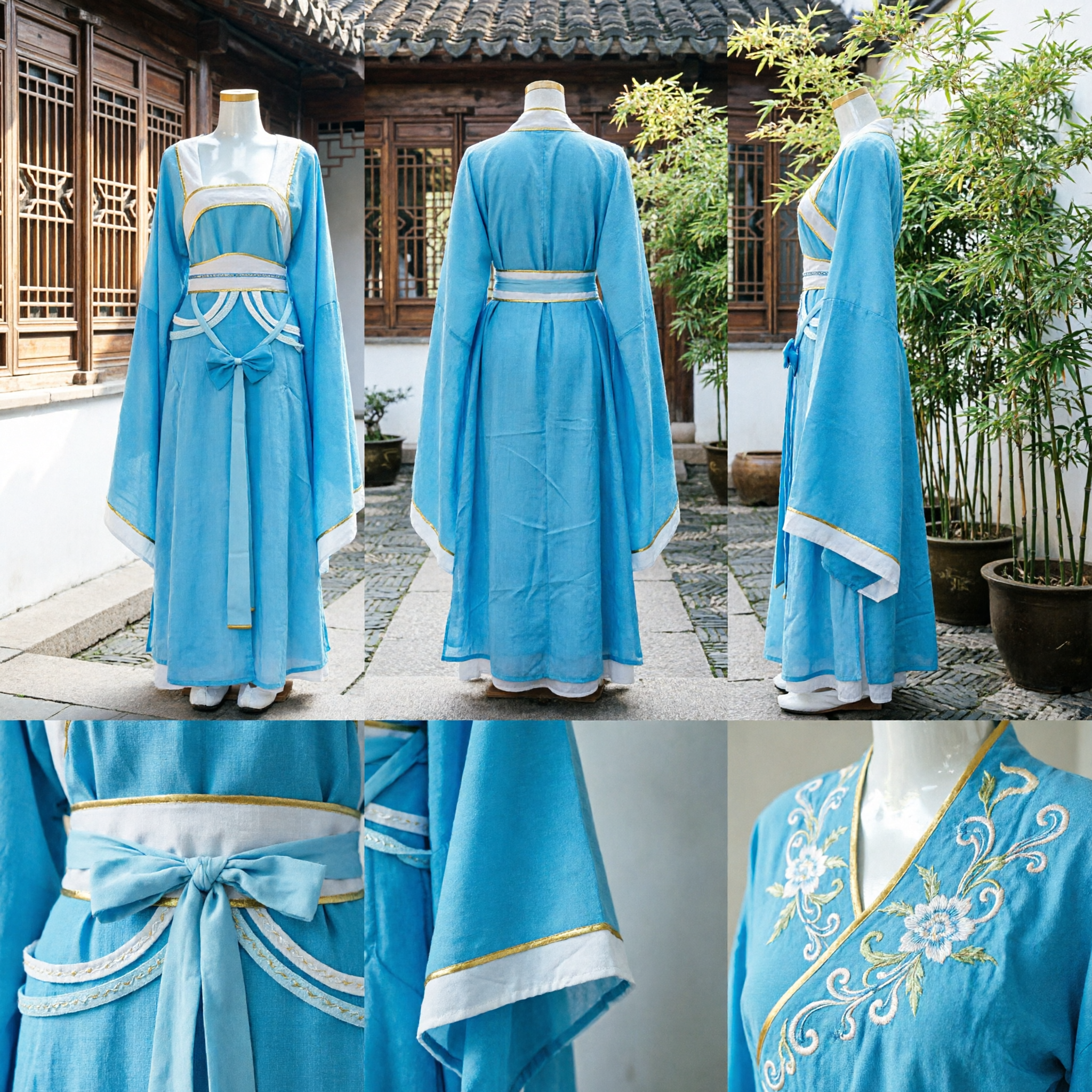 Elegant Light Blue Chinese Hanfu Ancient Princess Dress Traditional Fairy Costume for Women Cosplay and Stage Performance