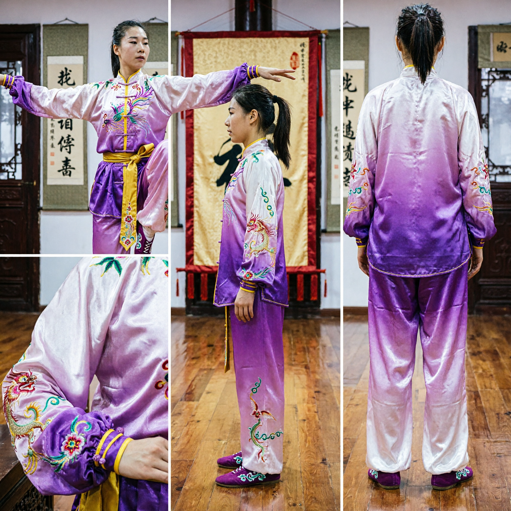 Professional Women's Wushu Uniform Pink Traditional Kung Fu Suit for Tai Chi and Sword Performance