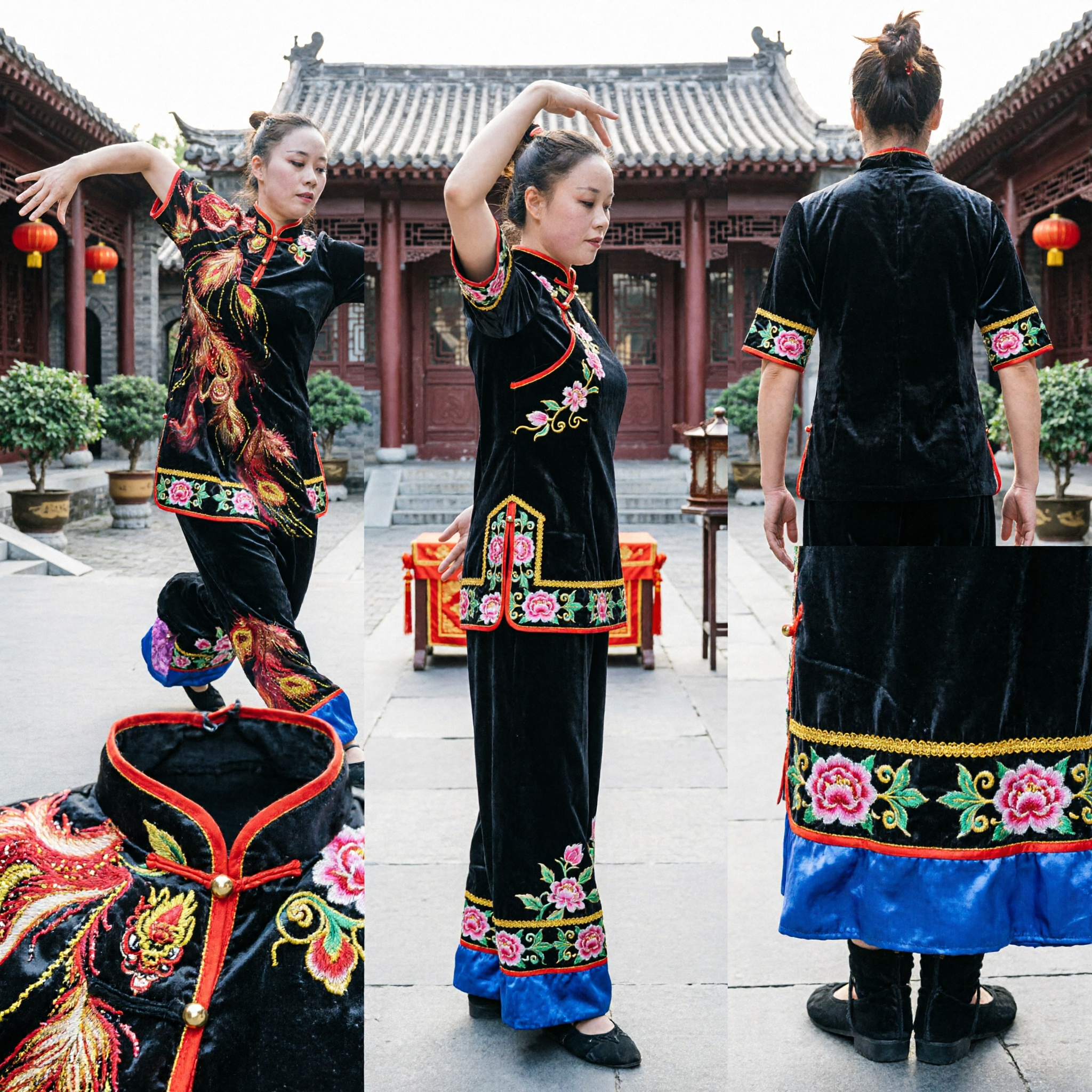 Professional Women's Wushu Kung Fu Uniform Black Dragon Embroidery Tai Chi Martial Arts Competition Suit