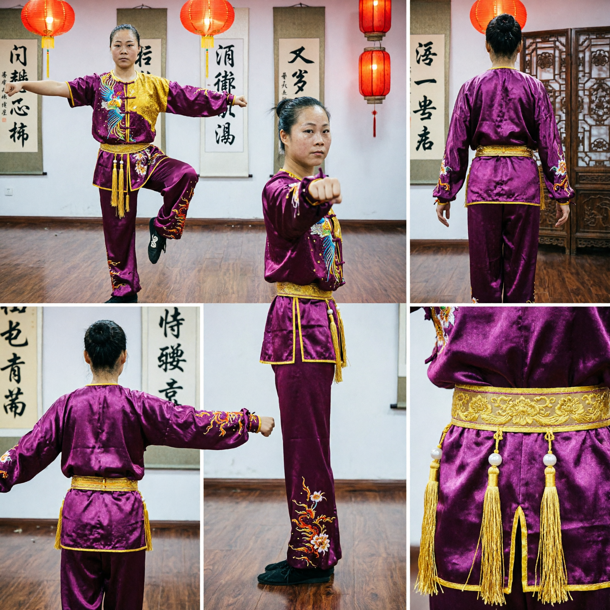 Women's Professional Wushu Kung Fu Competition Uniform Purple Dragon Embroidery Traditional Martial Arts Changquan Suit