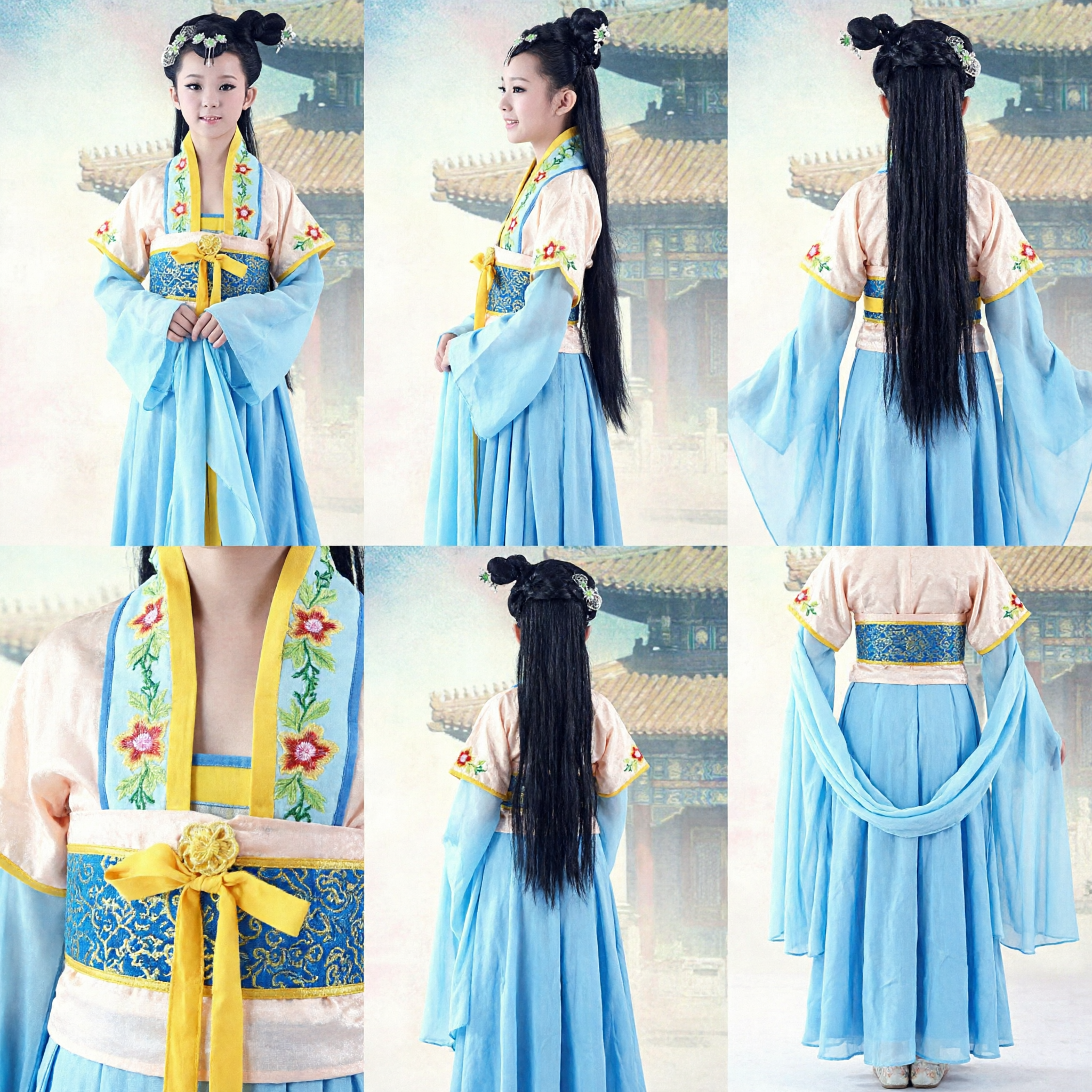 Traditional Chinese Hanfu for Kids Girls Ancient Palace Princess Costume Tang Dynasty Dress Dance Performance Outfit