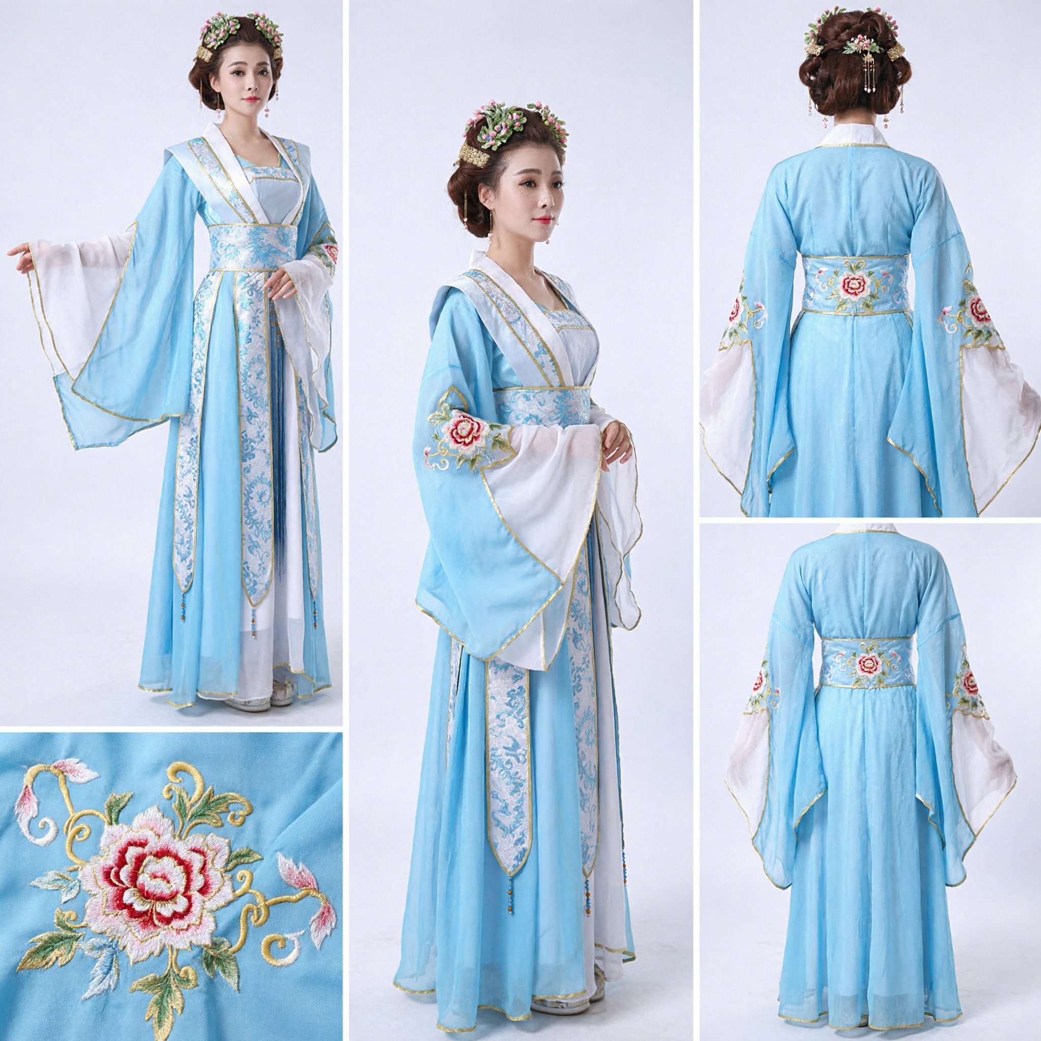 Elegant Blue Traditional Chinese Hanfu Costume Ancient Fairy Dress for Women Cosplay Performance Historical Clothing
