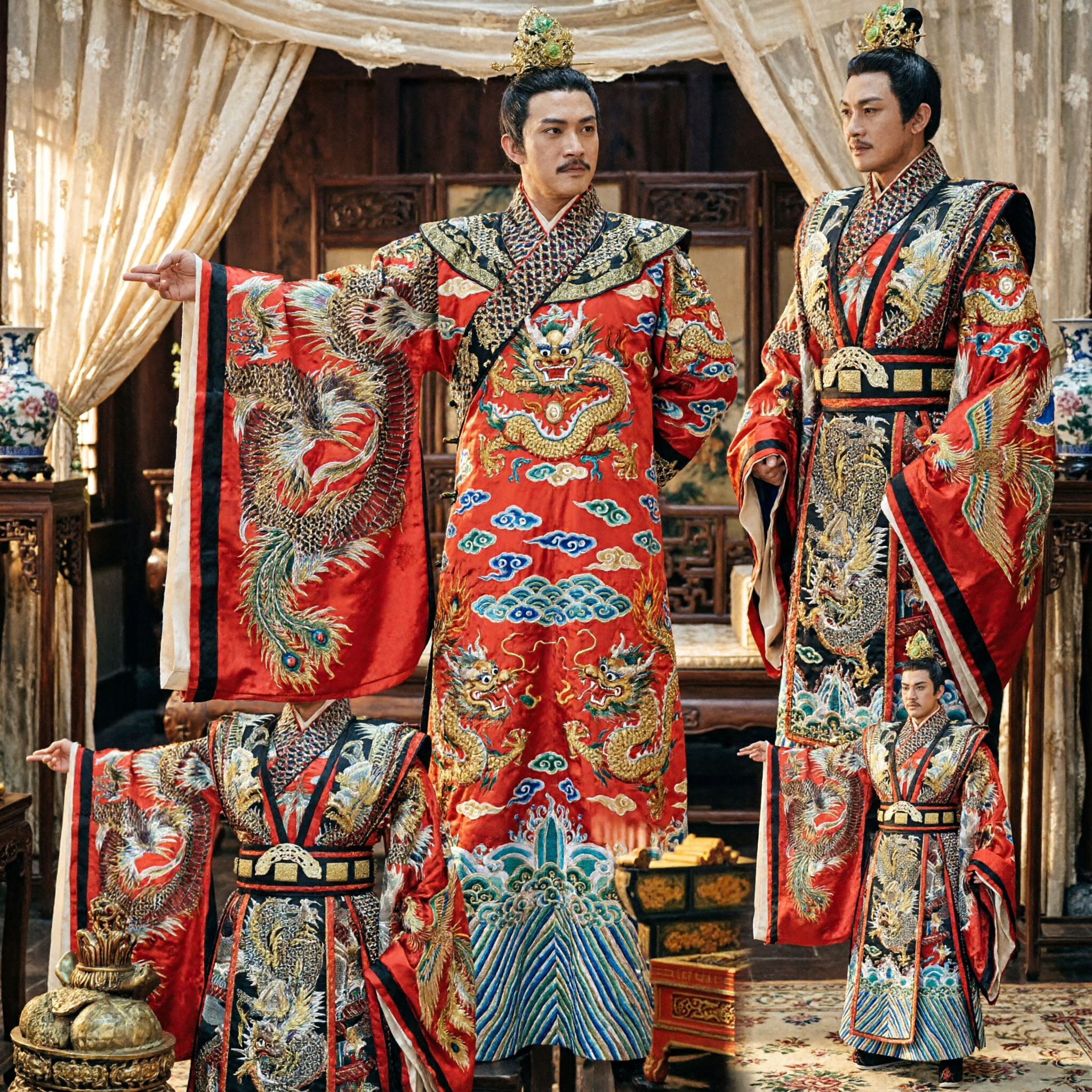 Ancient Chinese Emperor Dragon Robe Men Traditional Hanfu Costume for Historical Cosplay and Stage Performance